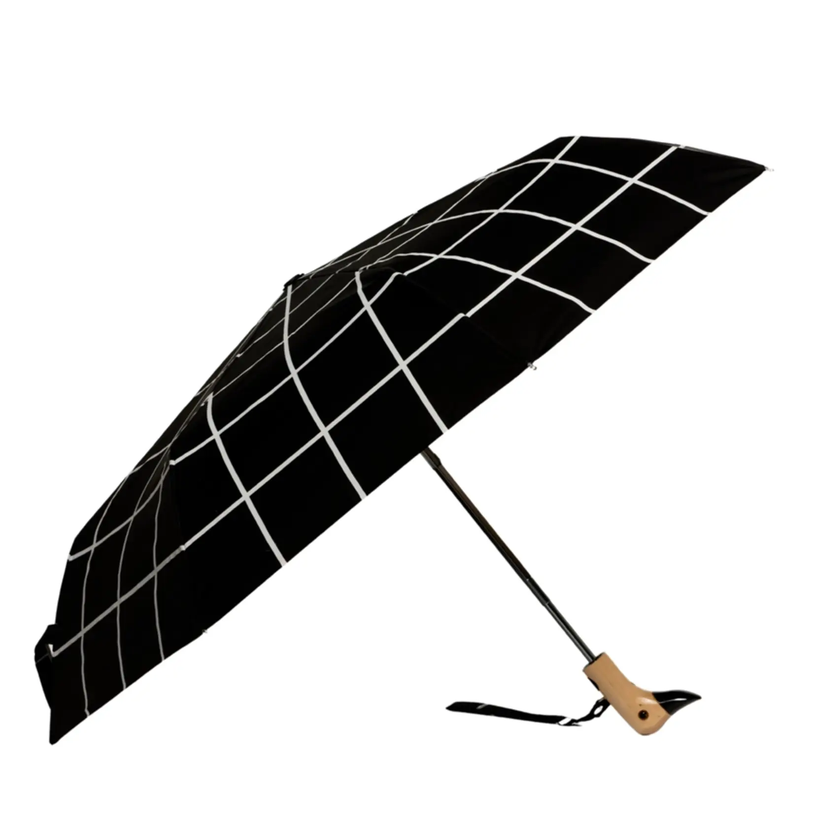 Stylish Black Grid - Compact Eco-Friendly Duck Umbrella