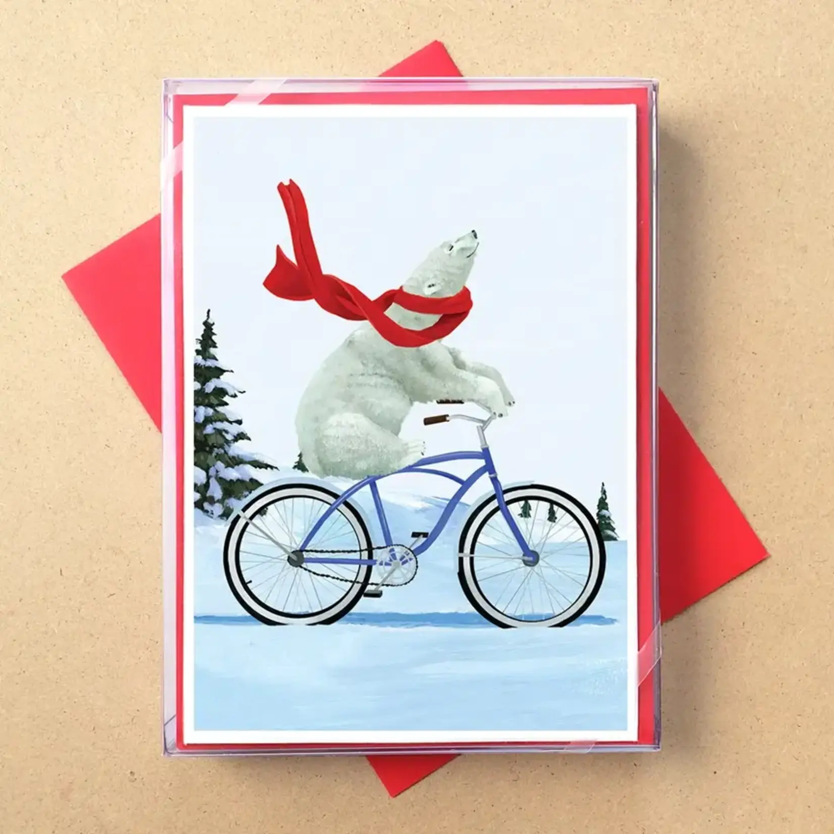 Cruisin' Bike Polar Bear Boxed Holiday Cards
