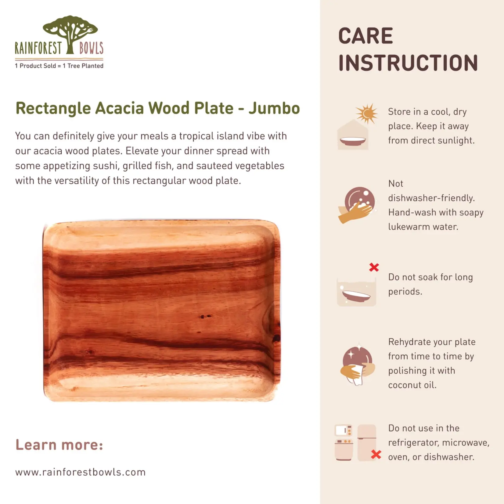 Rectangle Acacia Wood Plate - Jumbo