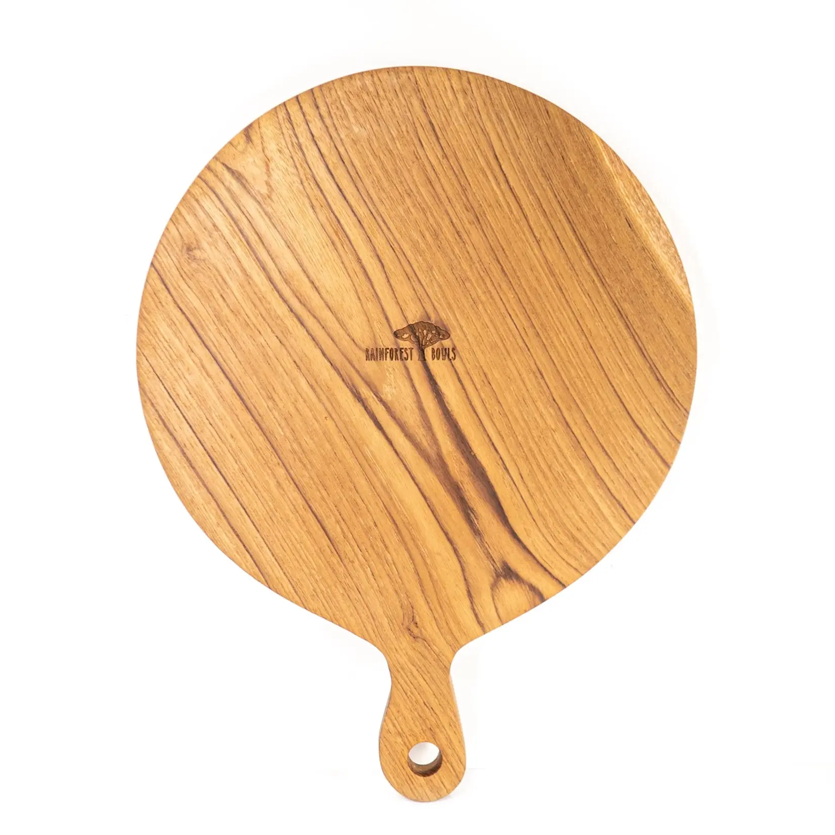 12" Teak Wood Pizza Board with Handle & Rim
