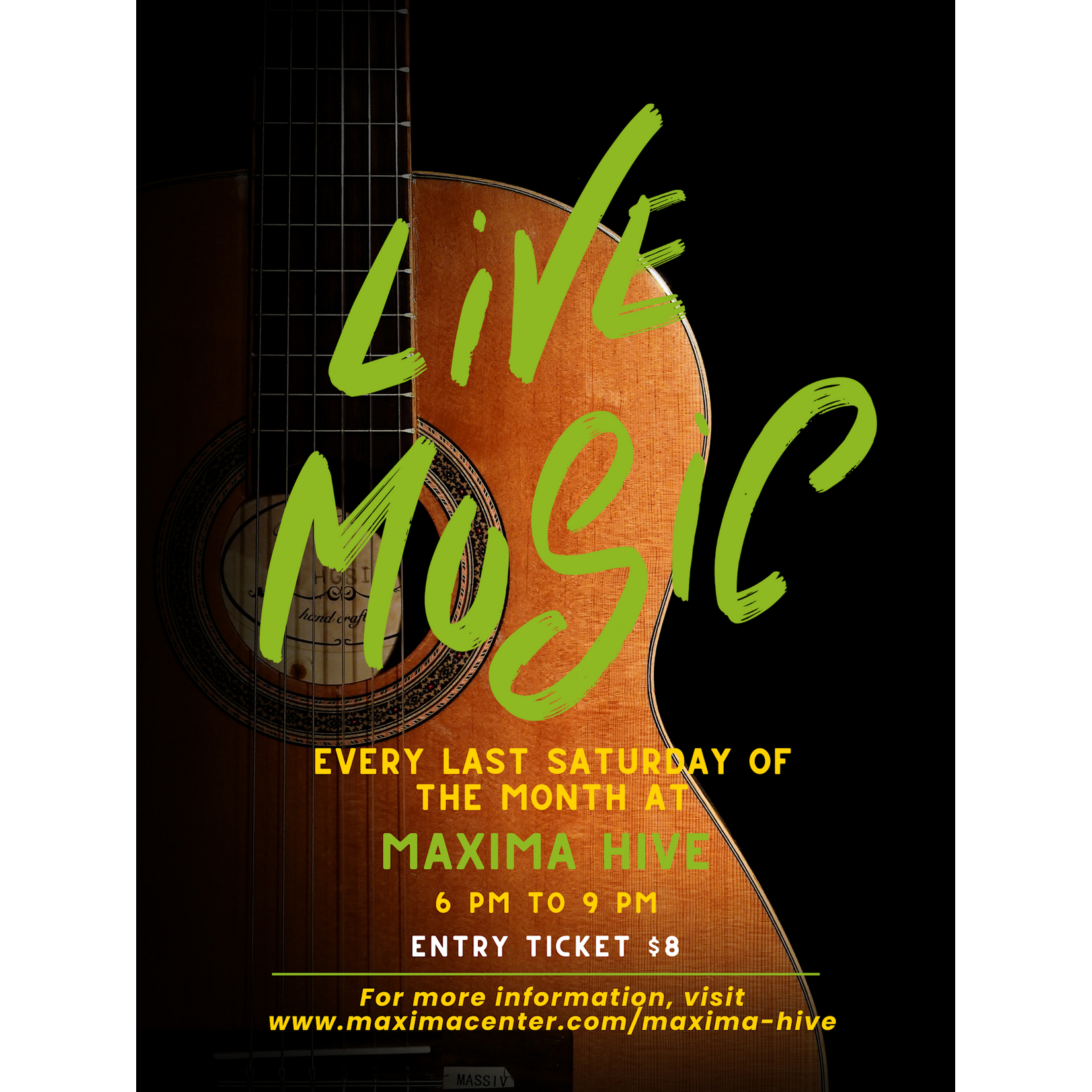 Maxima Hive “Hive Live” Live Music Every Last Saturday from 5 PM - 6:30 PM