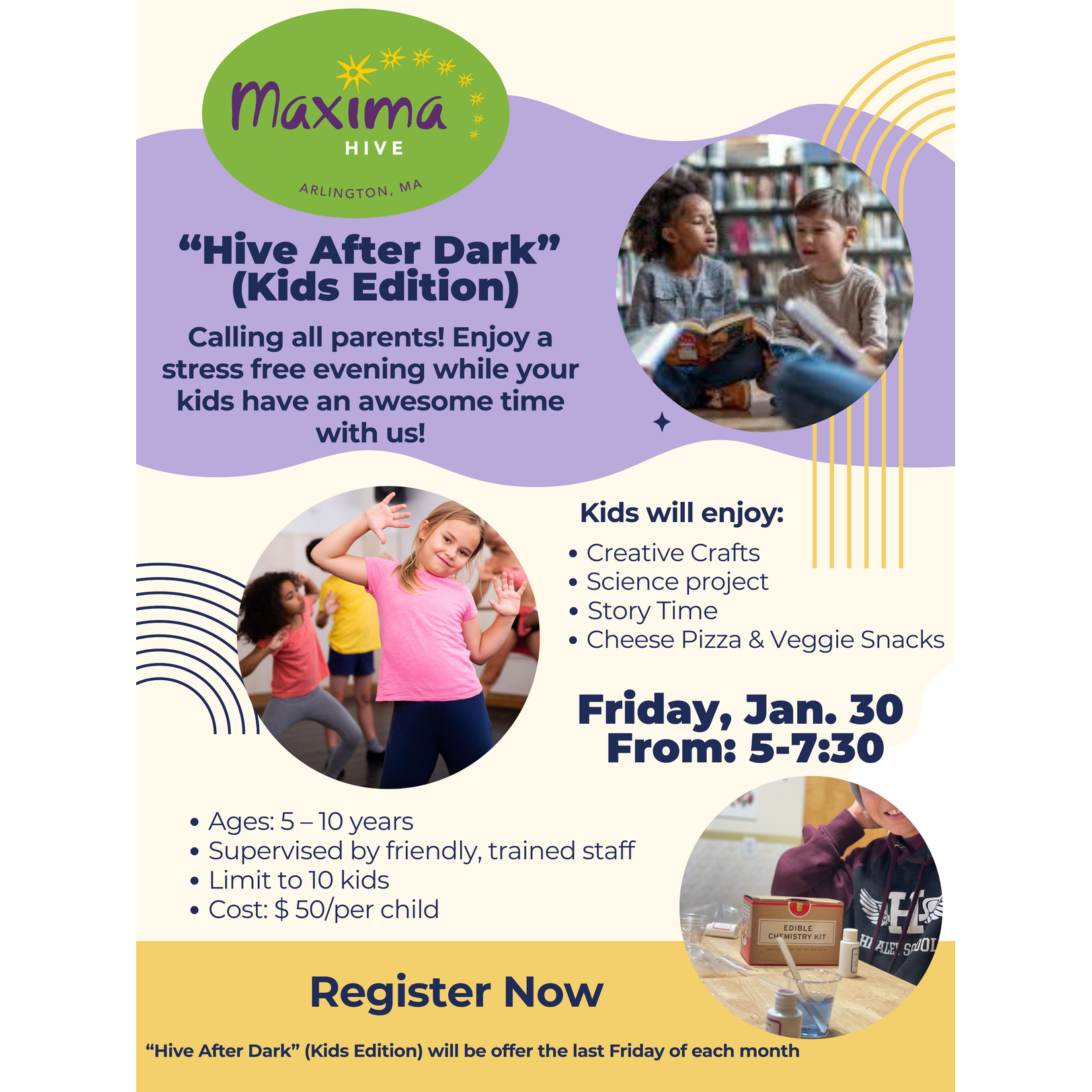 "Hive at Night" Kids Edition (The Last Friday of Each Month) from 5 PM - 7:30 PM