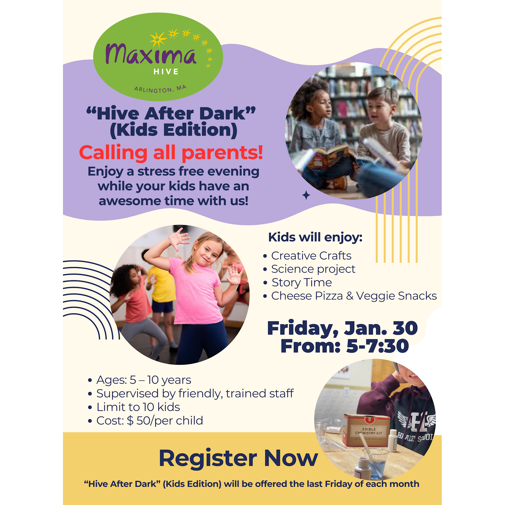 "Hive at Night" Kids Edition (The Last Friday of Each Month) from 5 PM - 7:30 PM