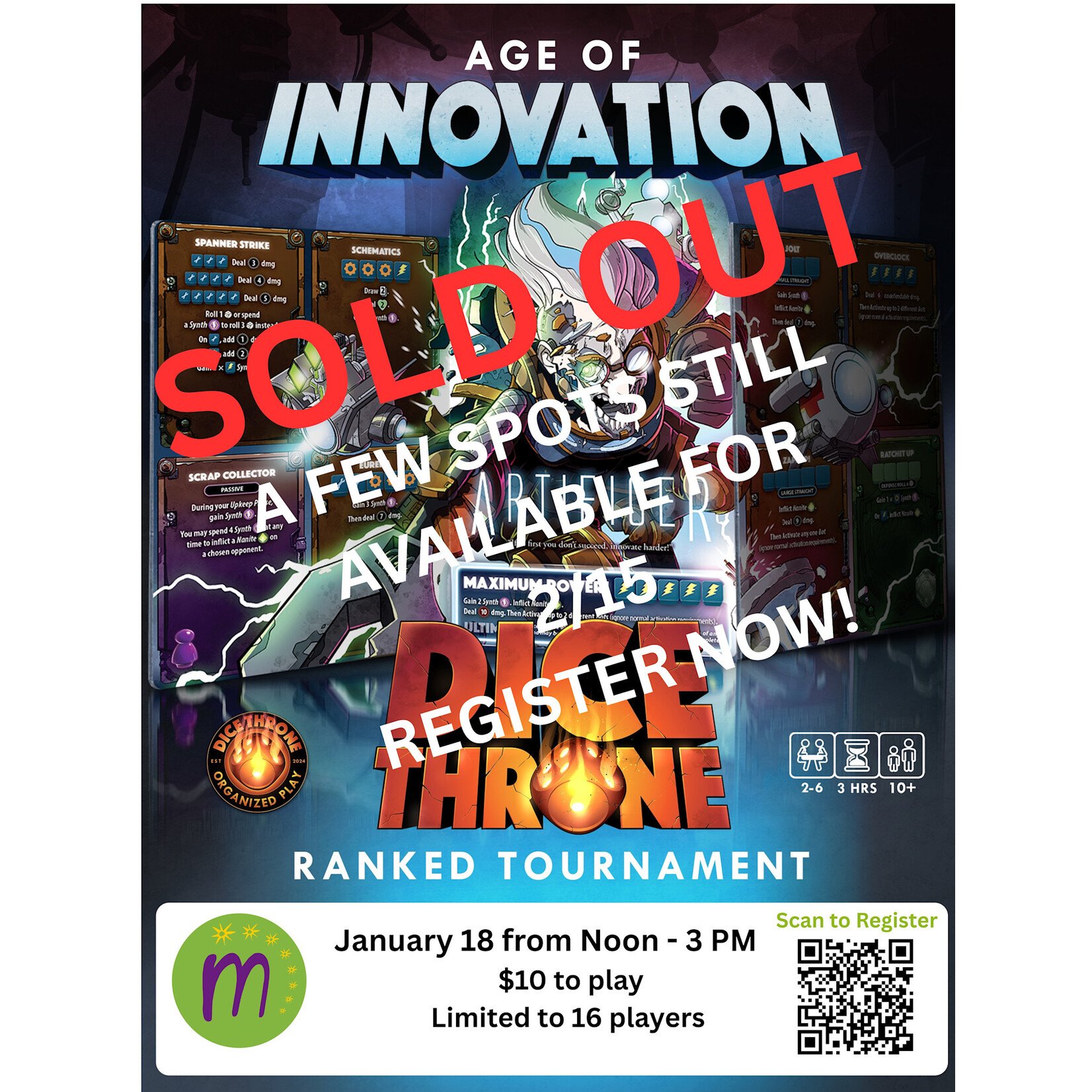 Age of Innovation Dice Throne Ranked Tournament Jan. 18 2026