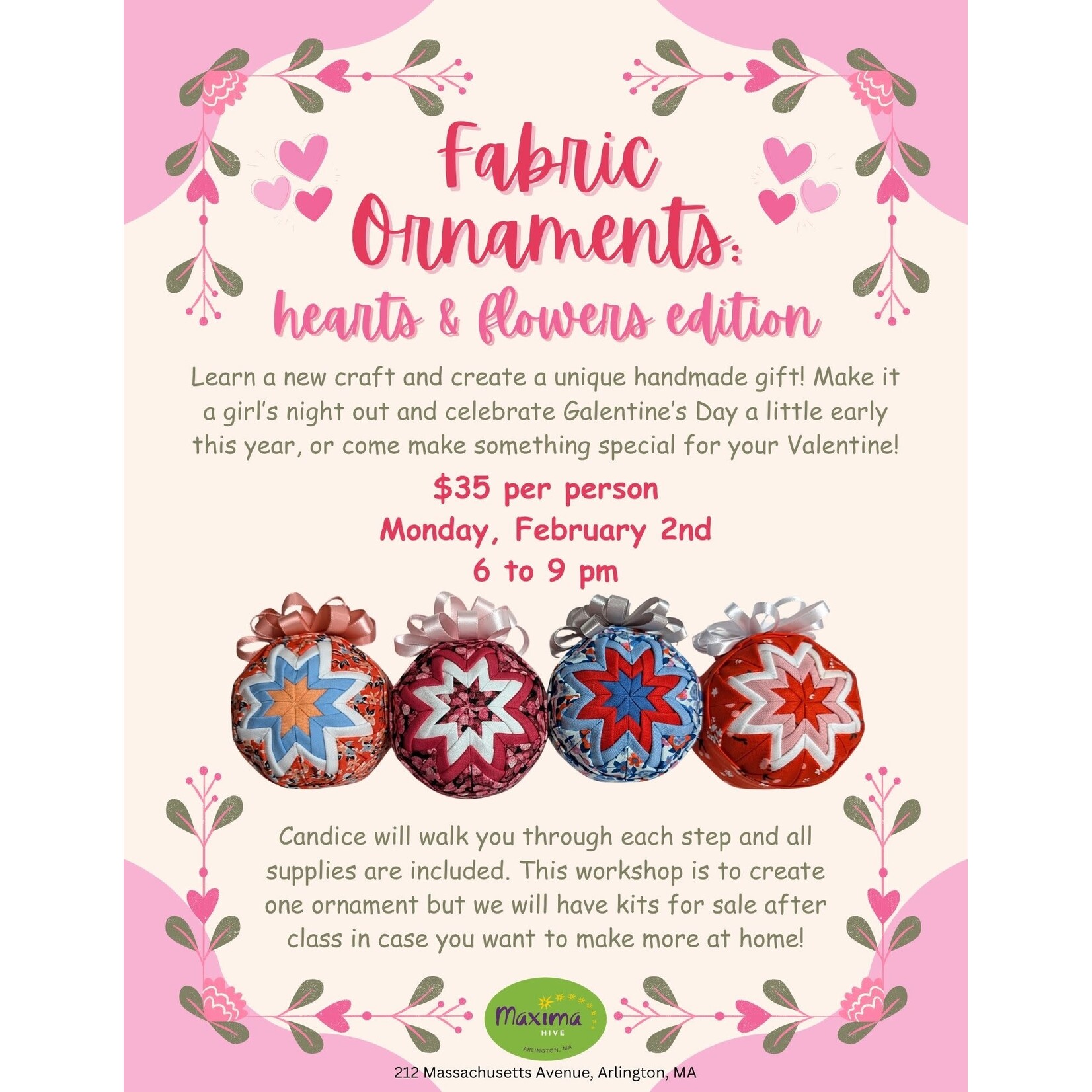 Fabric Ornaments: Hearts & Flowers Edition