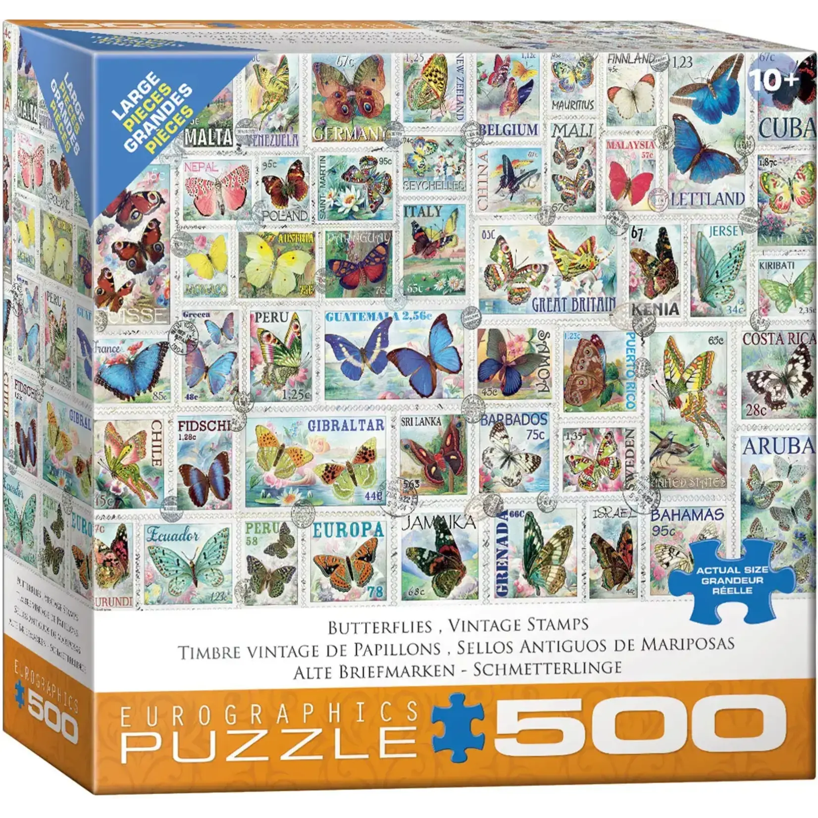 Butterflies - Vintage Stamps 500 Piece Puzzle