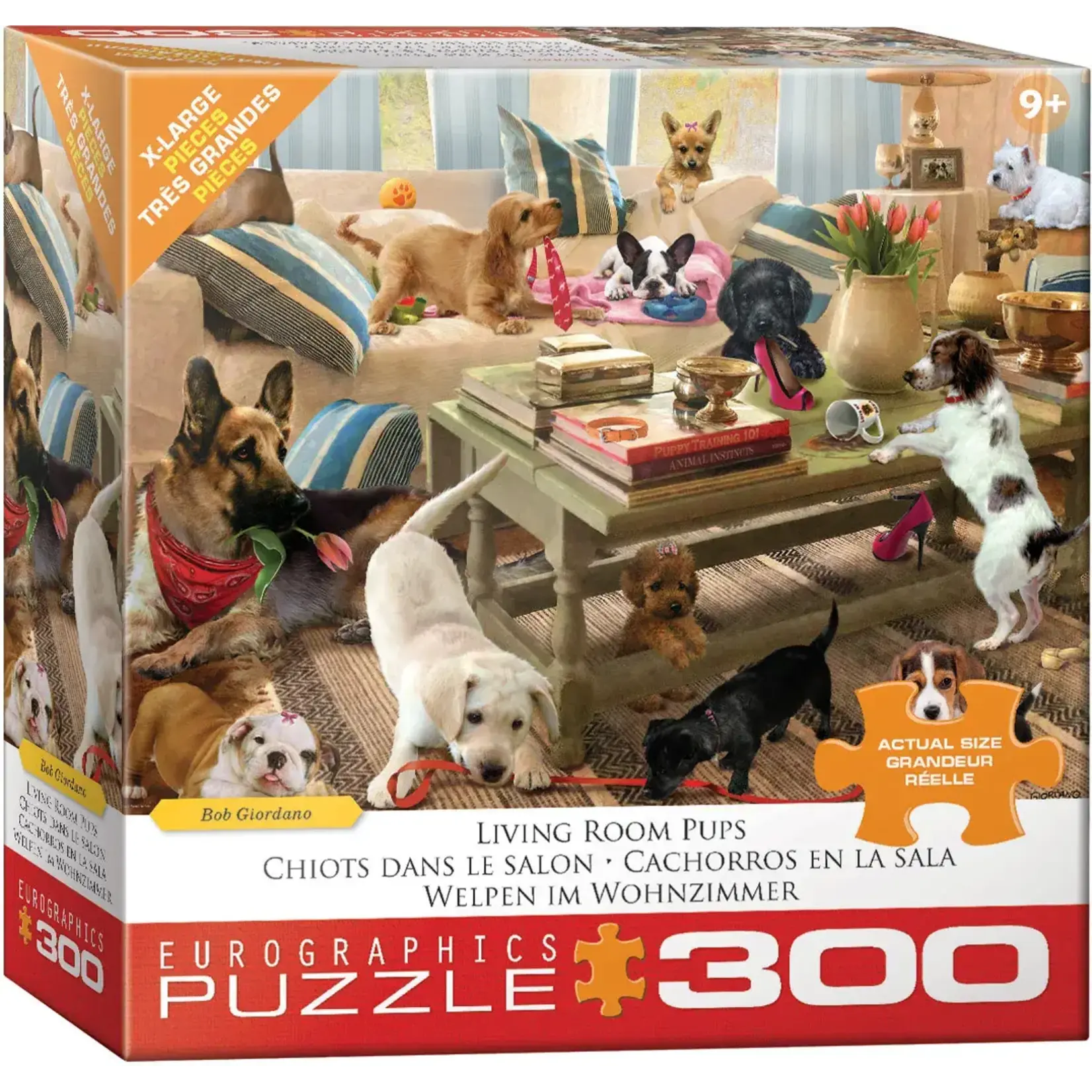 Living Room Pups by Bob Giordano 300 Piece Puzzle