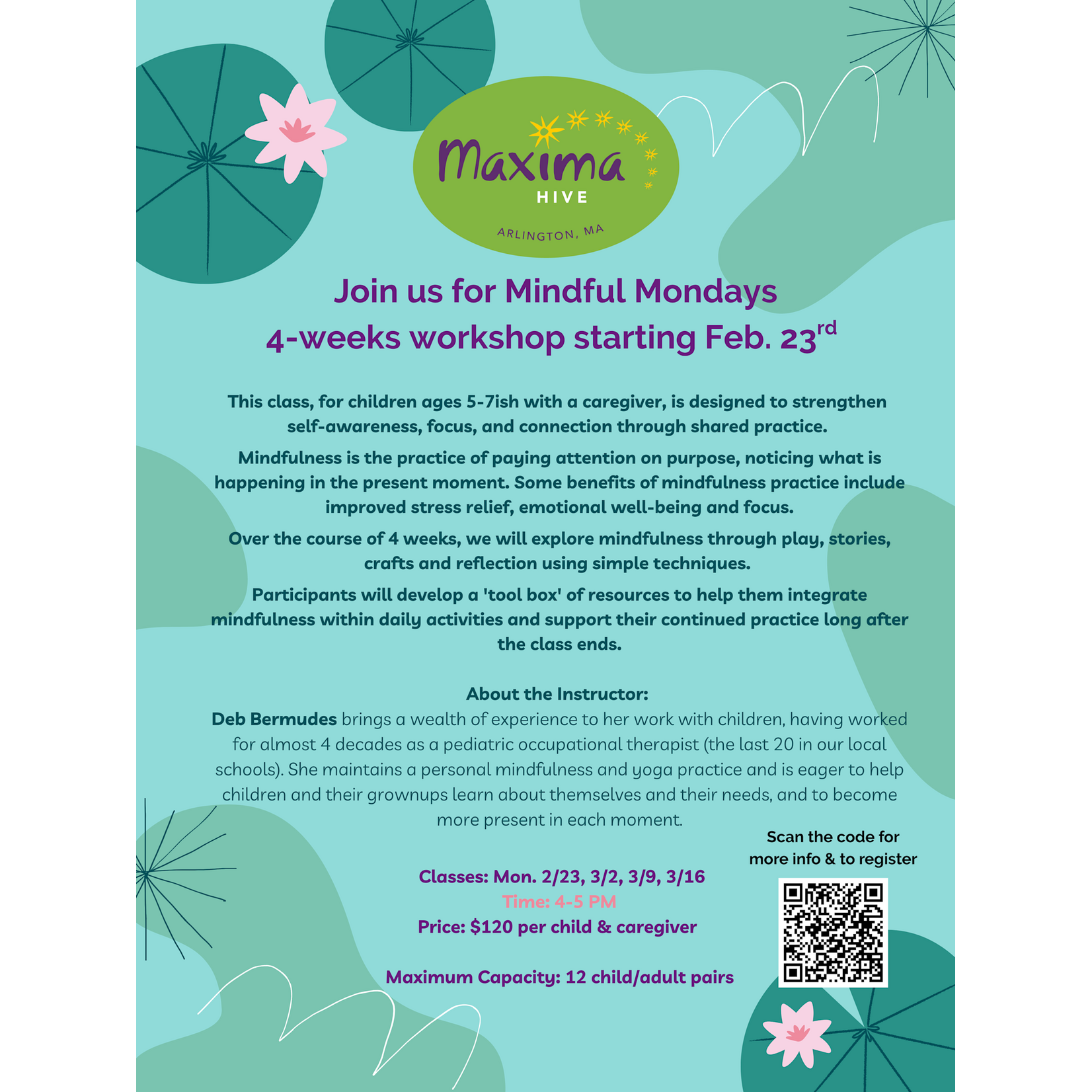 "Mindful Mondays" 4-weeks workshop starting February 23 from 4 PM - 5 PM