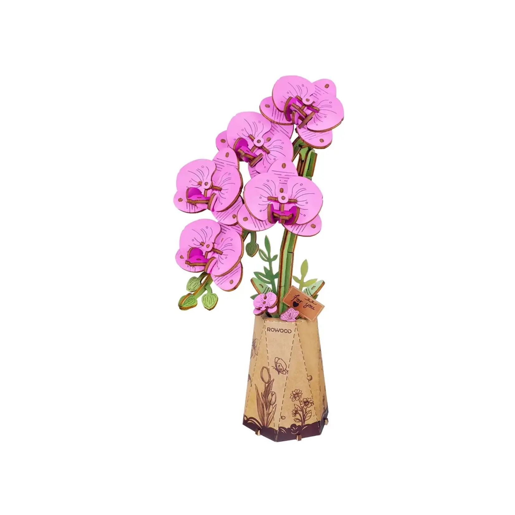 Hands Craft 3D Wooden Flower Puzzle: Purple Moth Orchid