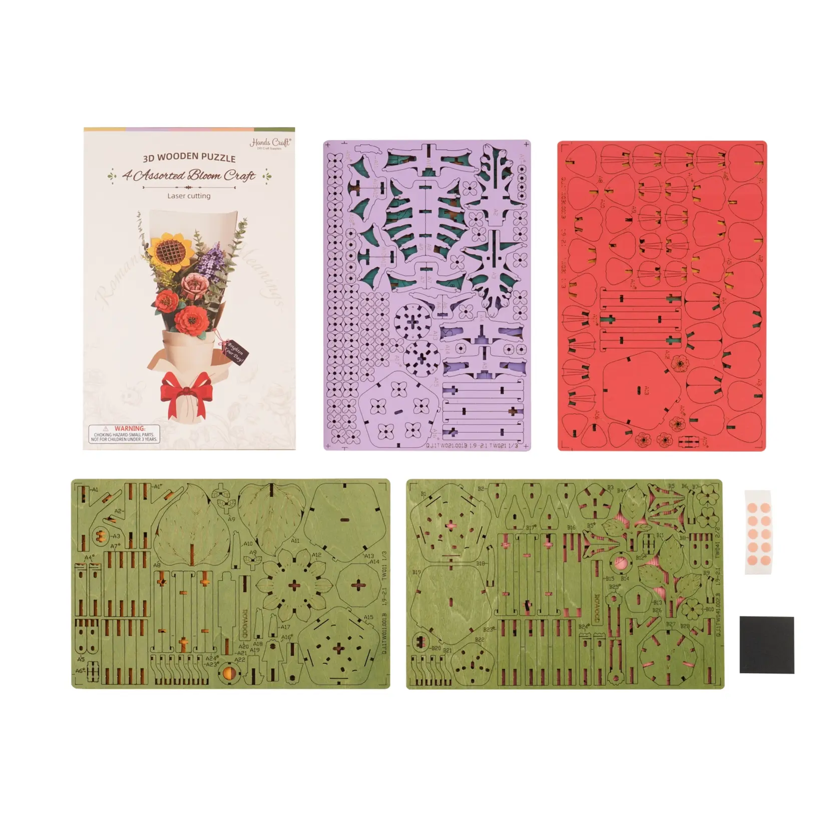 Hands Craft 3D Wooden Flower Puzzle Bundle Pack