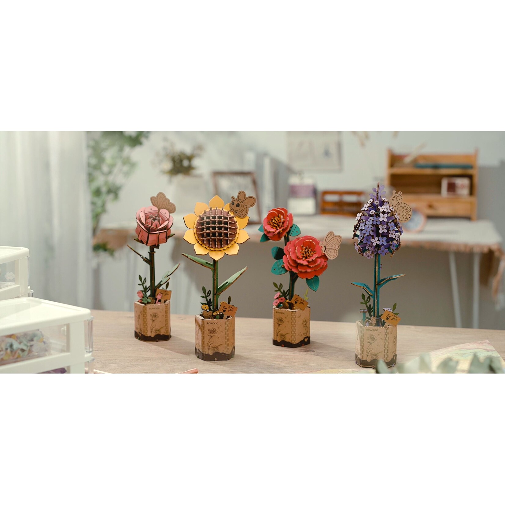 Hands Craft 3D Wooden Flower Puzzle Bundle Pack