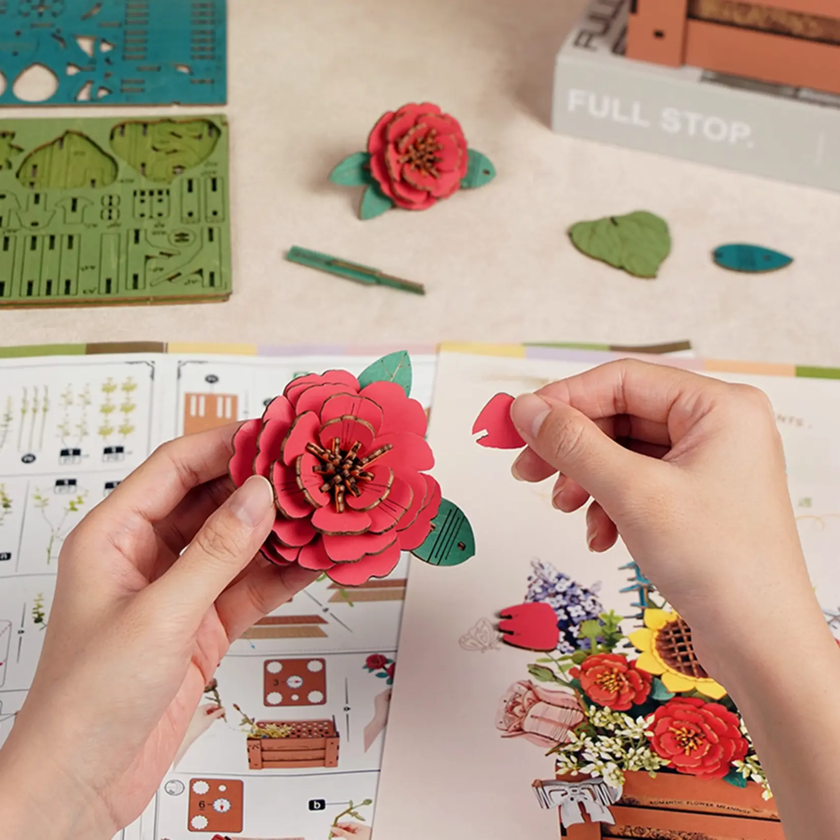 Hands Craft 3D Flower Puzzle Wooden Bloom Box