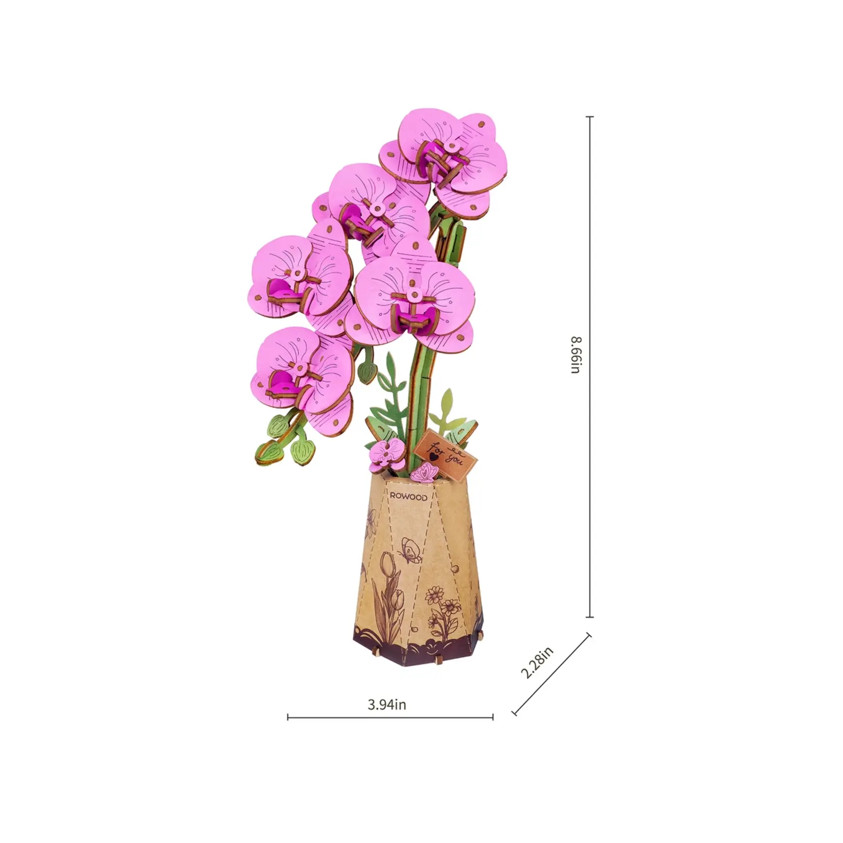 Hands Craft 3D Wooden Flower Puzzle: Purple Moth Orchid