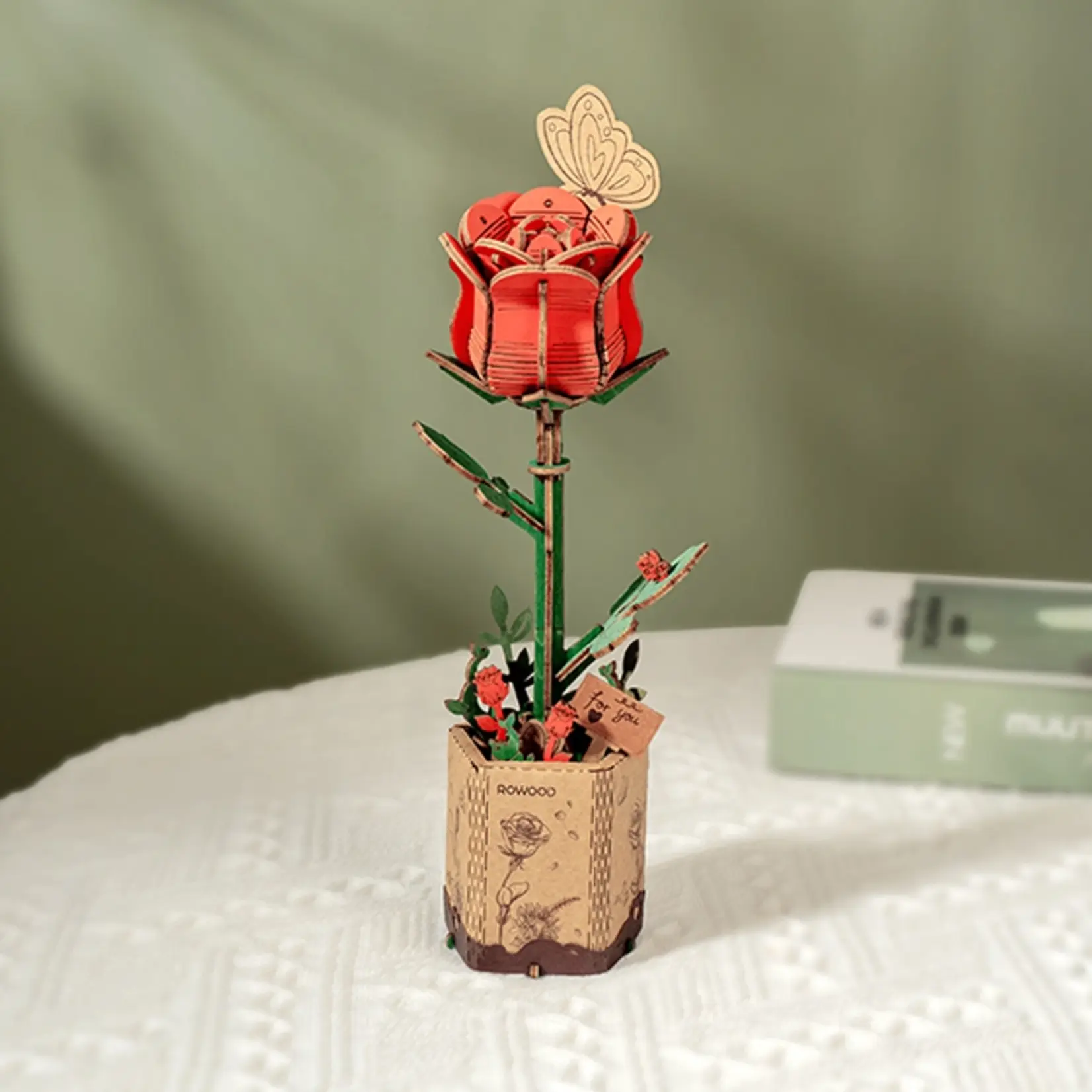 Hands Craft 3D Wooden Flower Puzzle: Red Rose