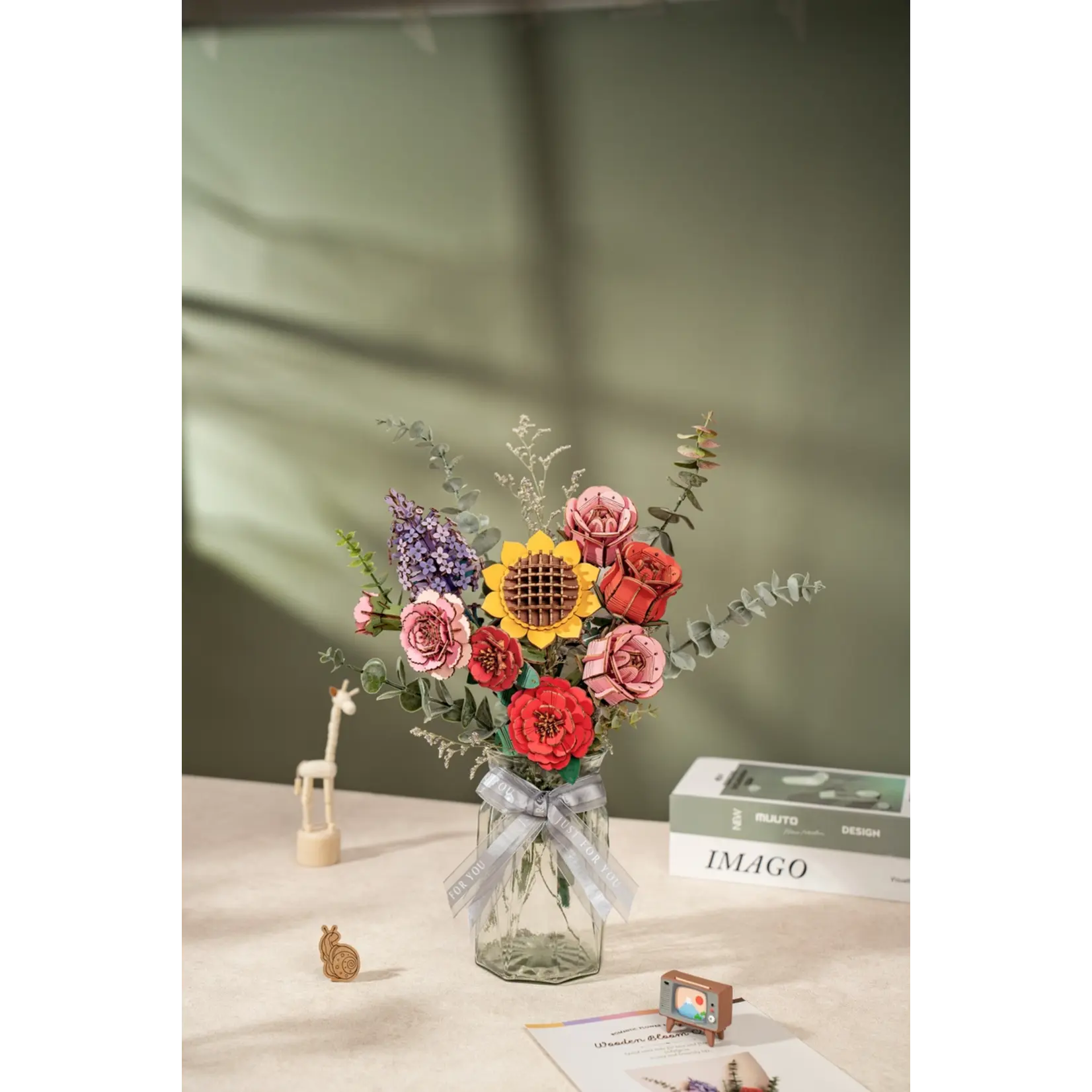 Hands Craft 3D Wooden Flower Puzzle: Red Rose