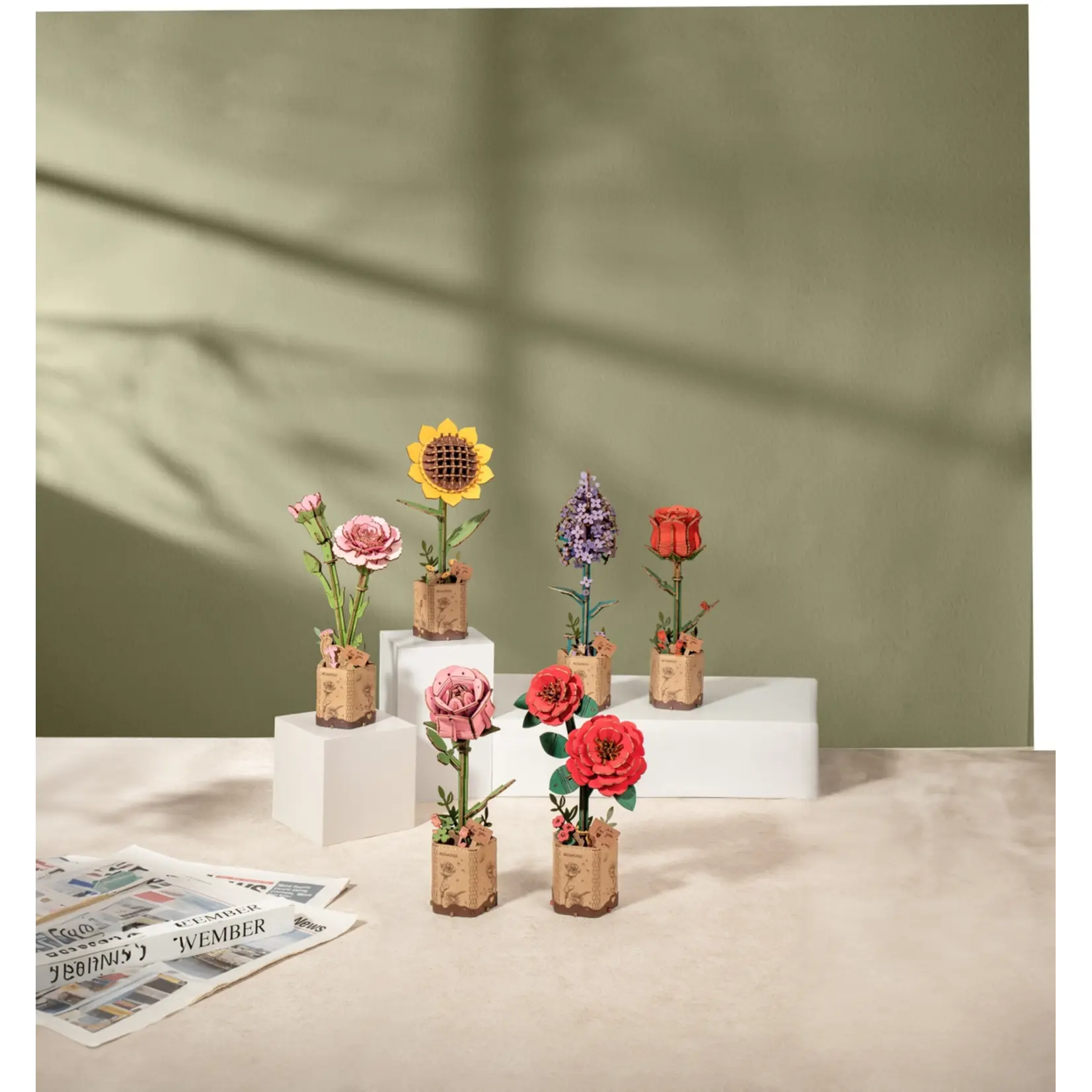 Hands Craft 3D Wooden Flower Puzzle: Red Rose