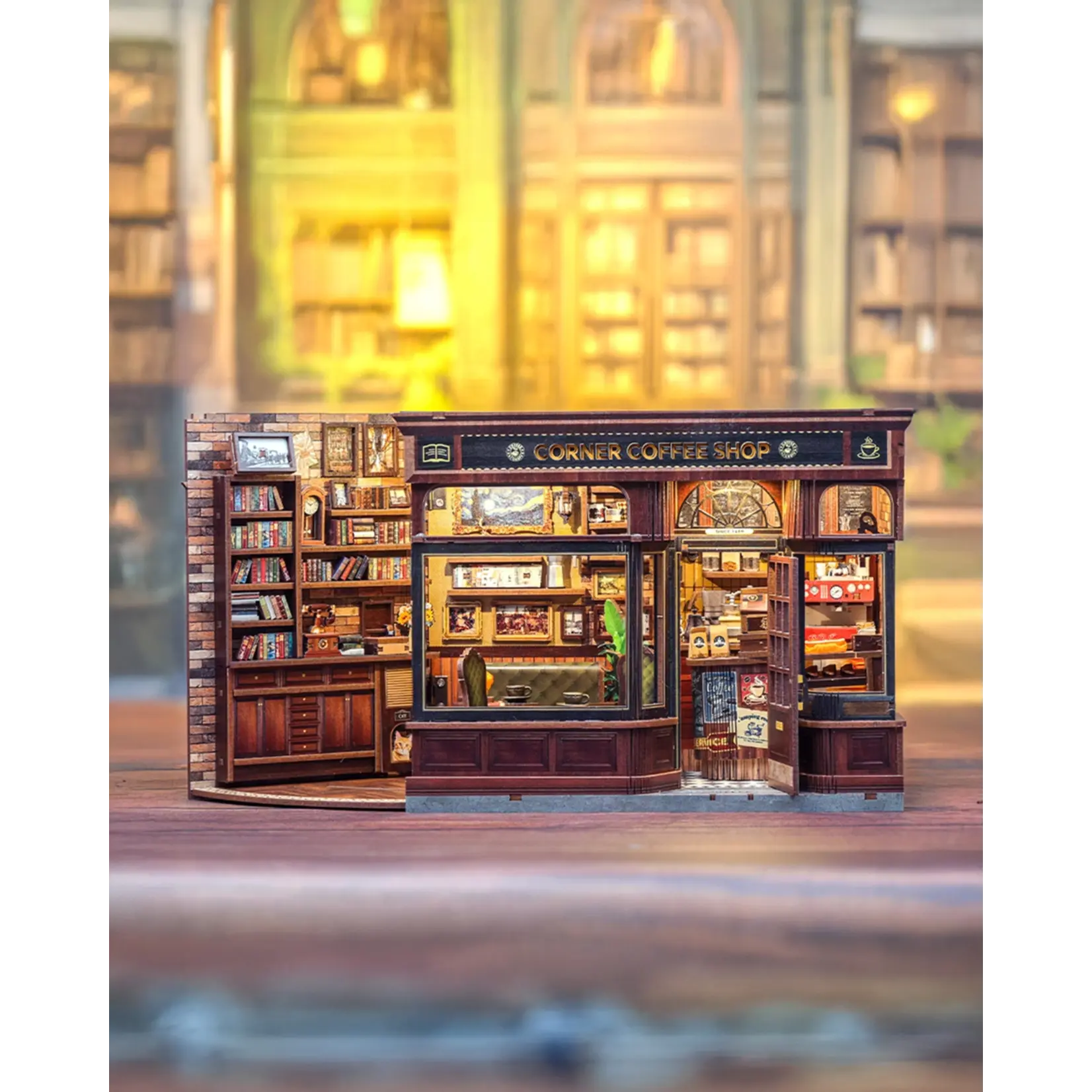 Hands Craft DIY Book Nook Kit: Corner Coffee Shop