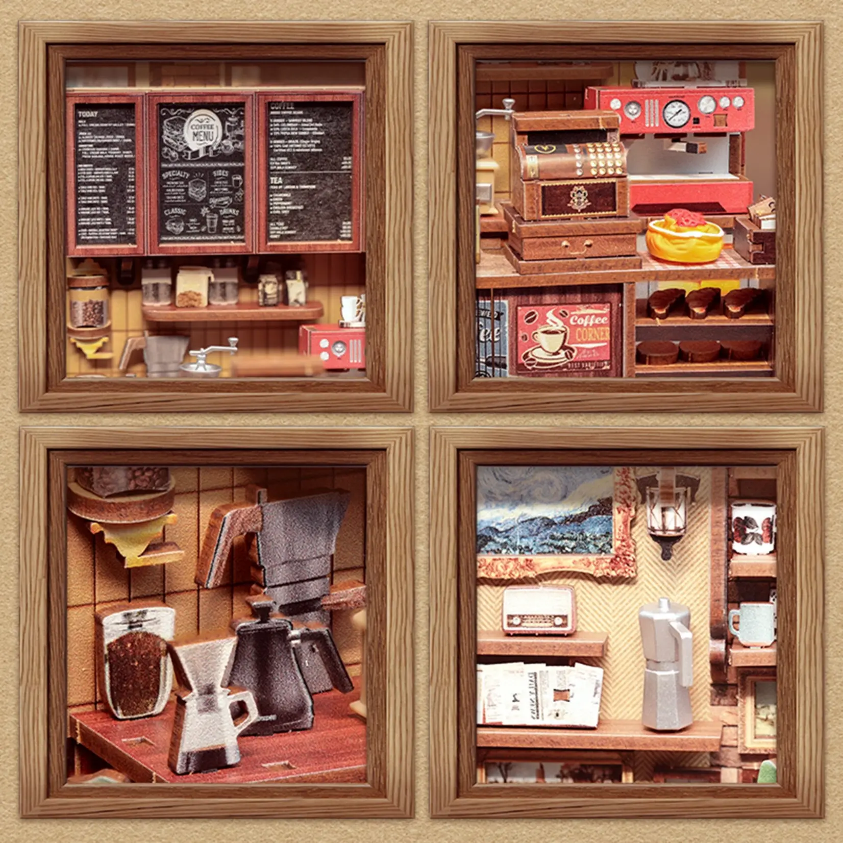 Hands Craft DIY Book Nook Kit: Corner Coffee Shop