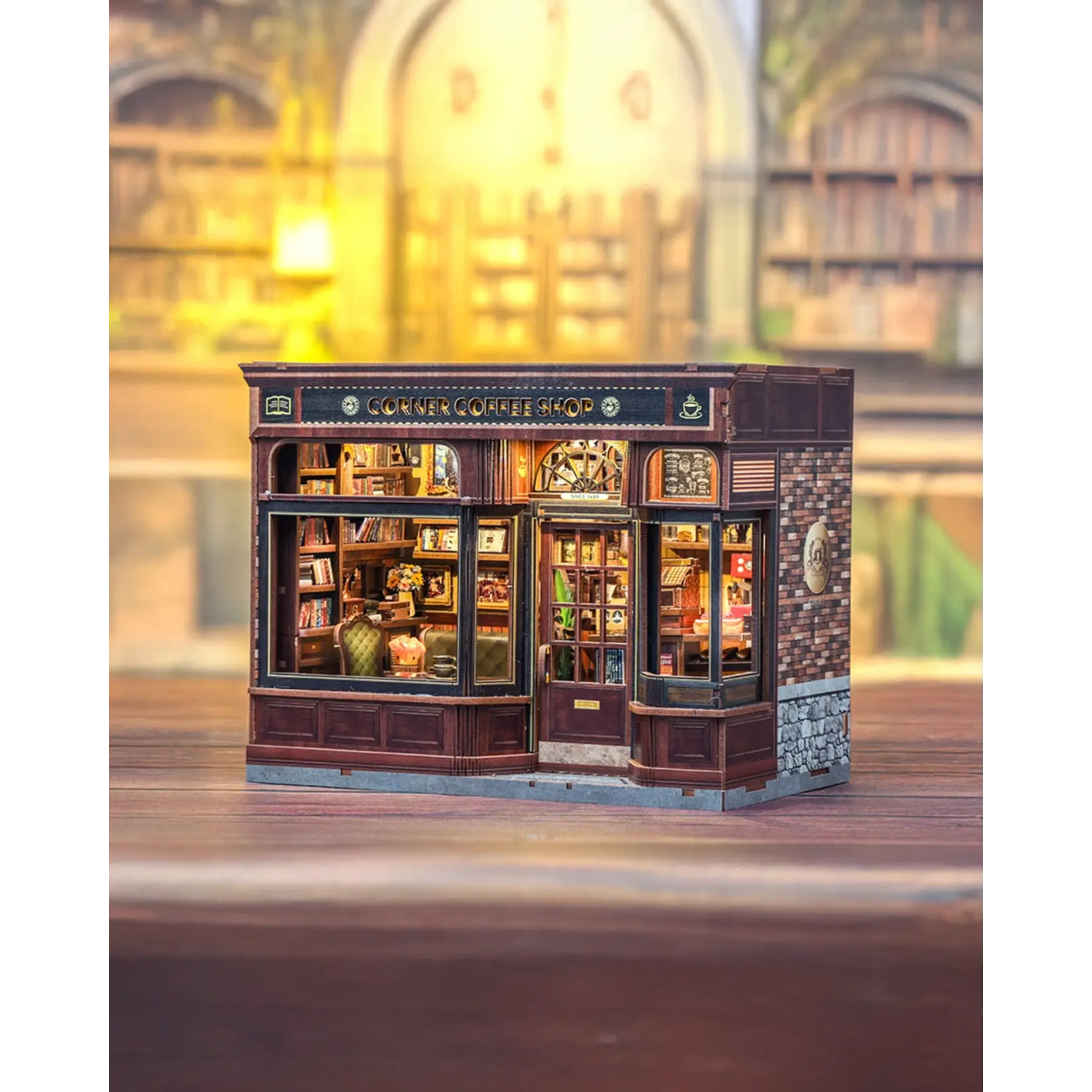 Hands Craft DIY Book Nook Kit: Corner Coffee Shop