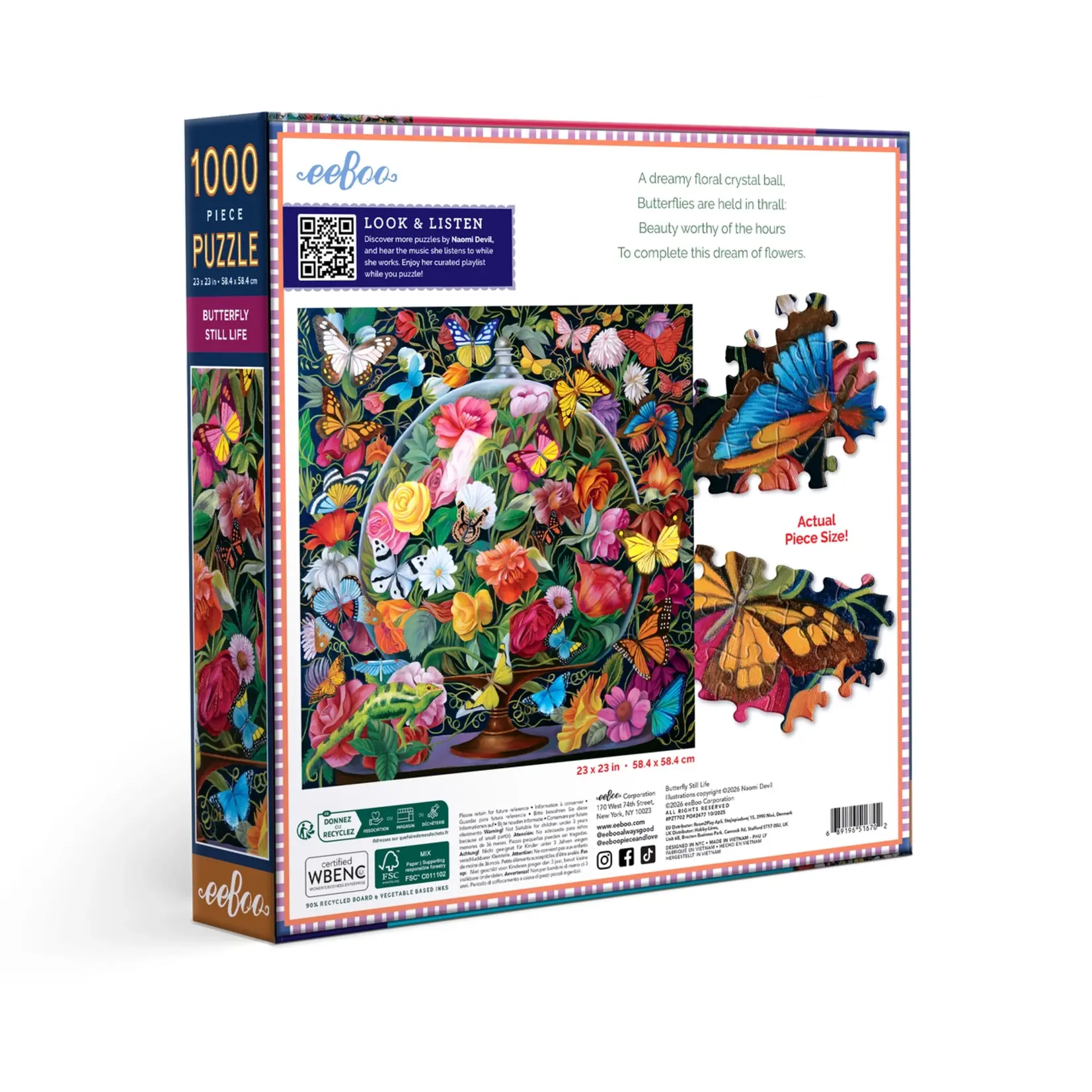 eeboo Butterfly Still Life 1000 Piece Puzzle
