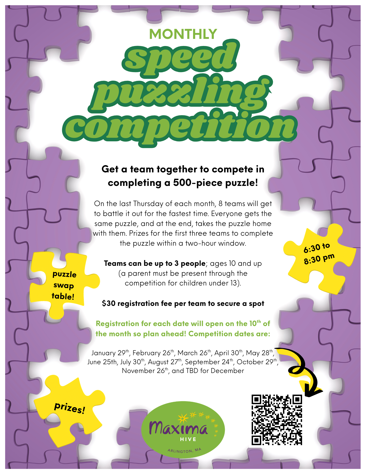Speed Puzzling Invitations Monthly Speed Puzzling Competition (Last Thursday of each month from 6: ...
