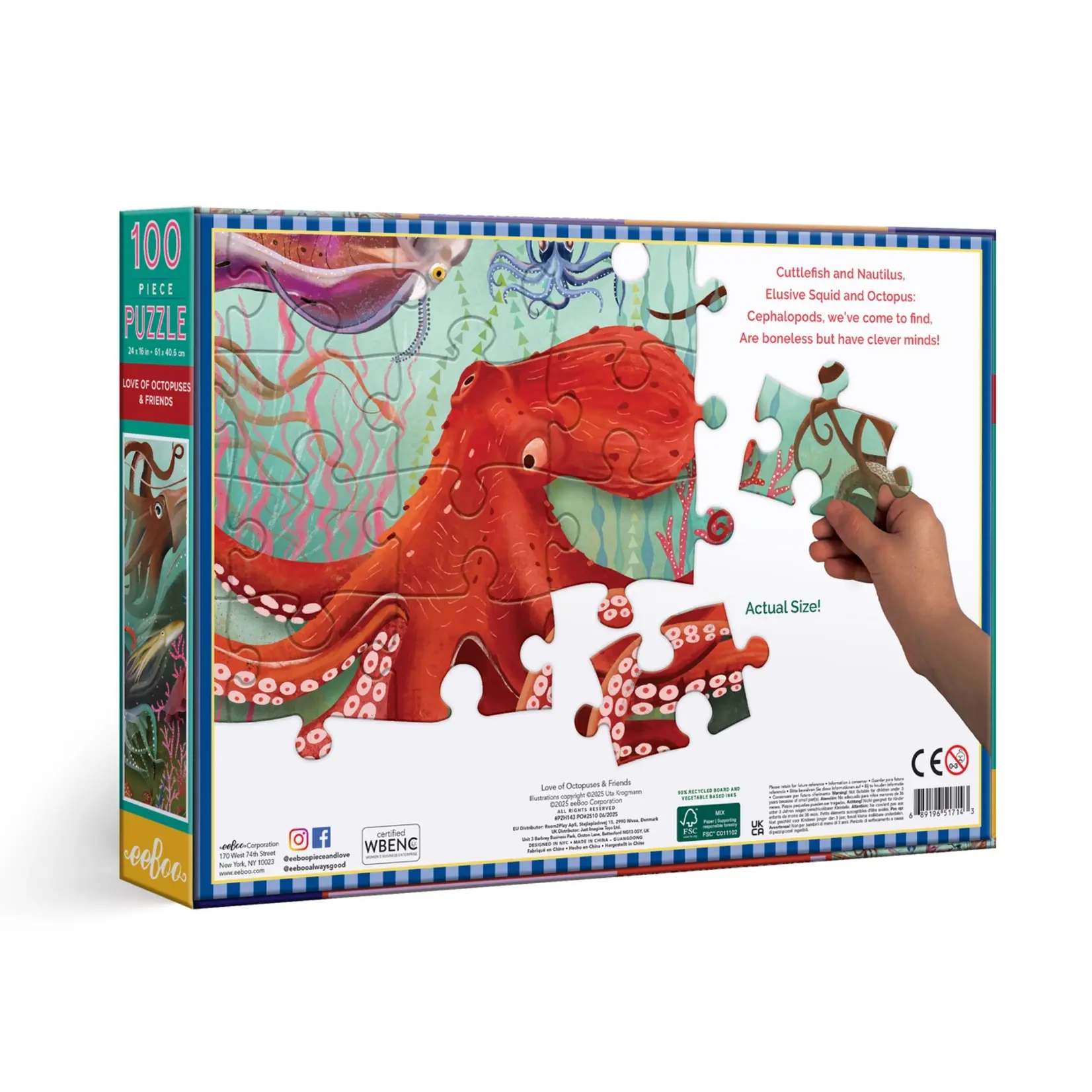 eeboo Love of Octopuses & Friends 100 Piece Puzzle