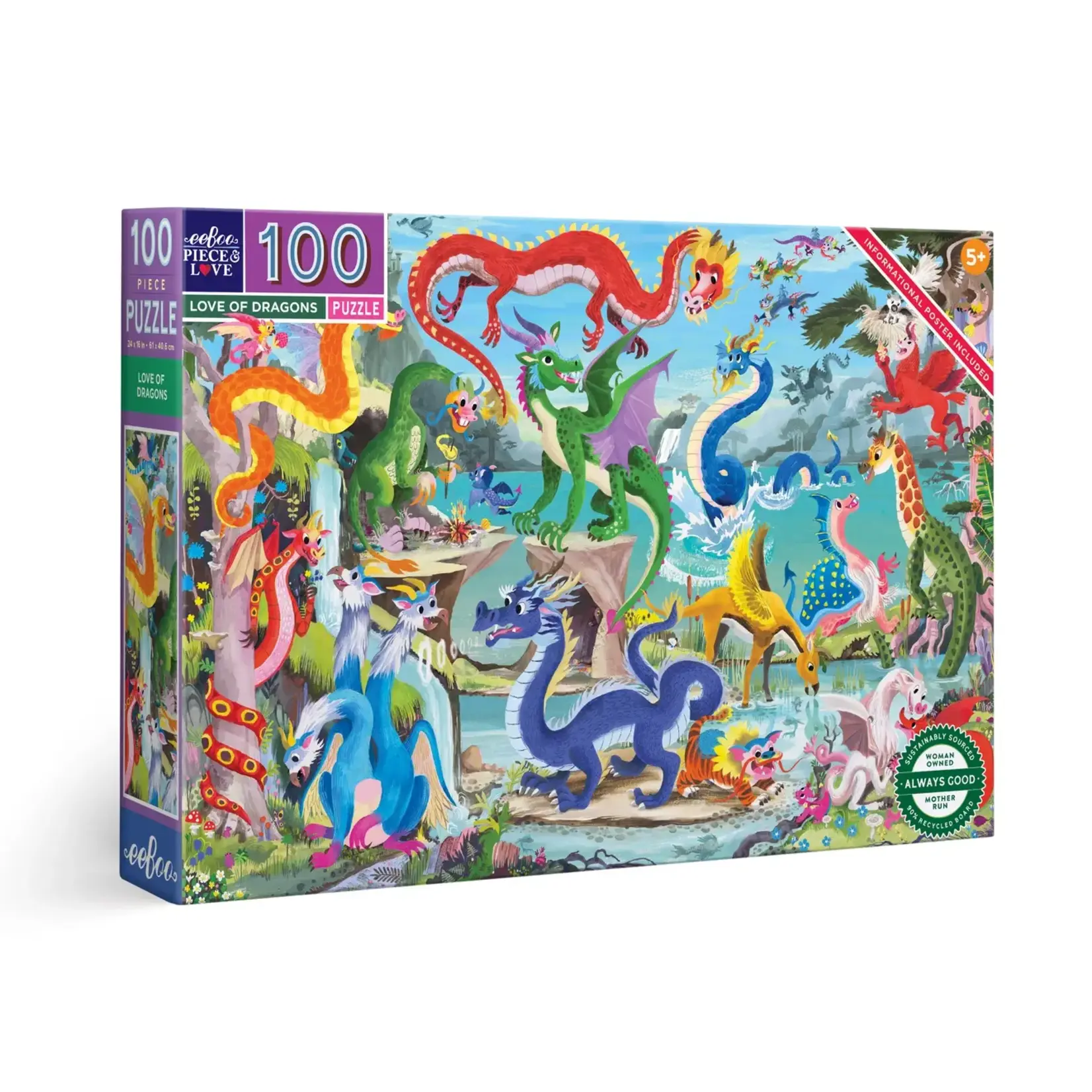 eeboo Love of Dragons 100 Piece Puzzle