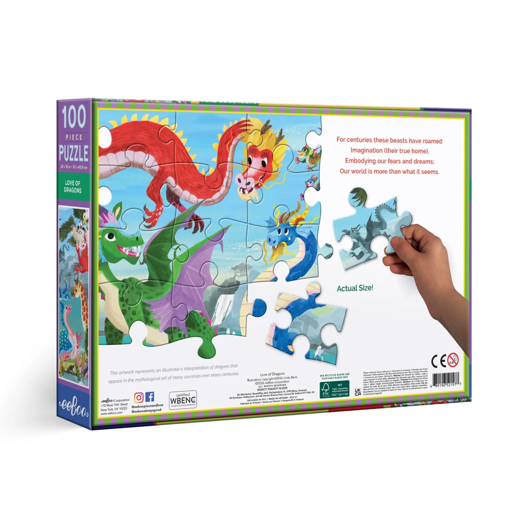 eeboo Love of Dragons 100 Piece Puzzle