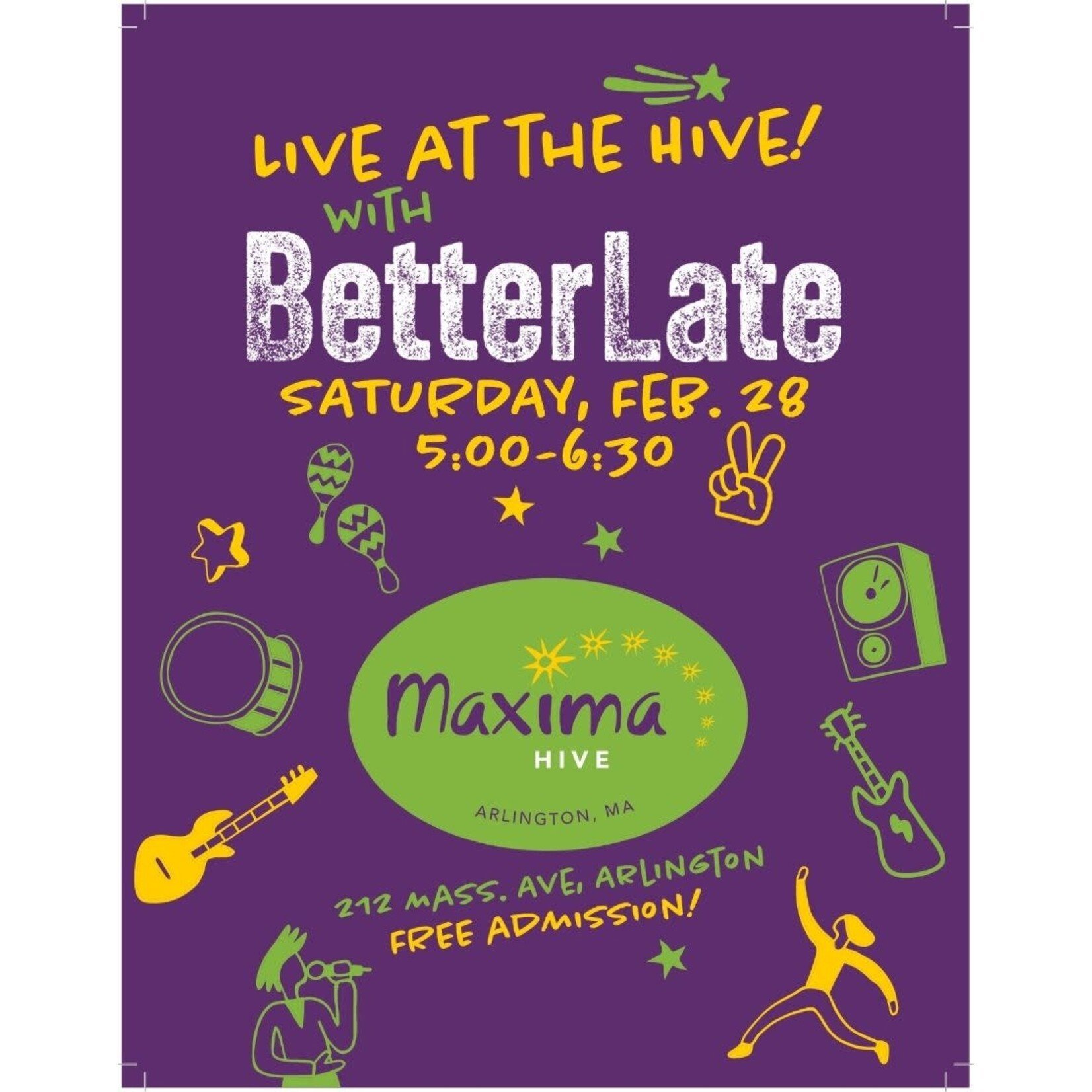 Maxima Hive “Hive Live” Live Music Every Last Saturday from 5 PM - 6:30 PM