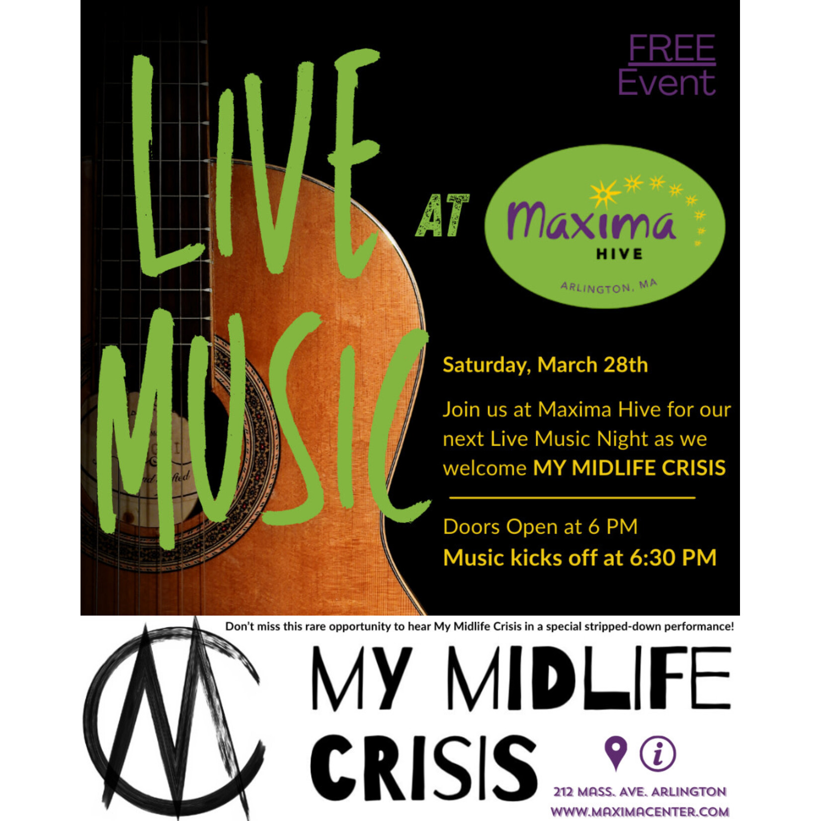 Maxima Hive “Hive Live” Live Music Every Last Saturday from 6:30 PM - 9 PM