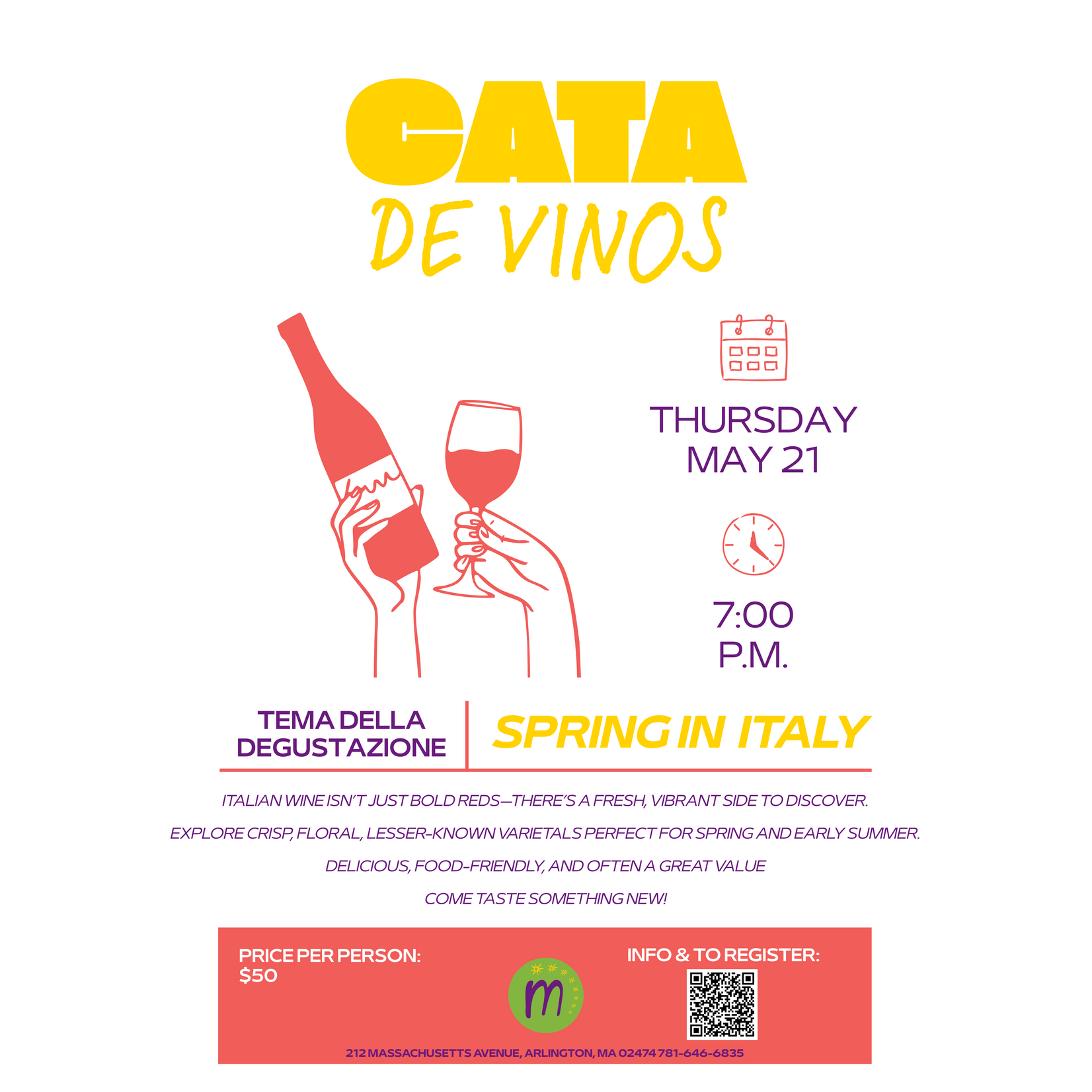 Thur. May 21th - Cata De Vinos - Spring in Italy