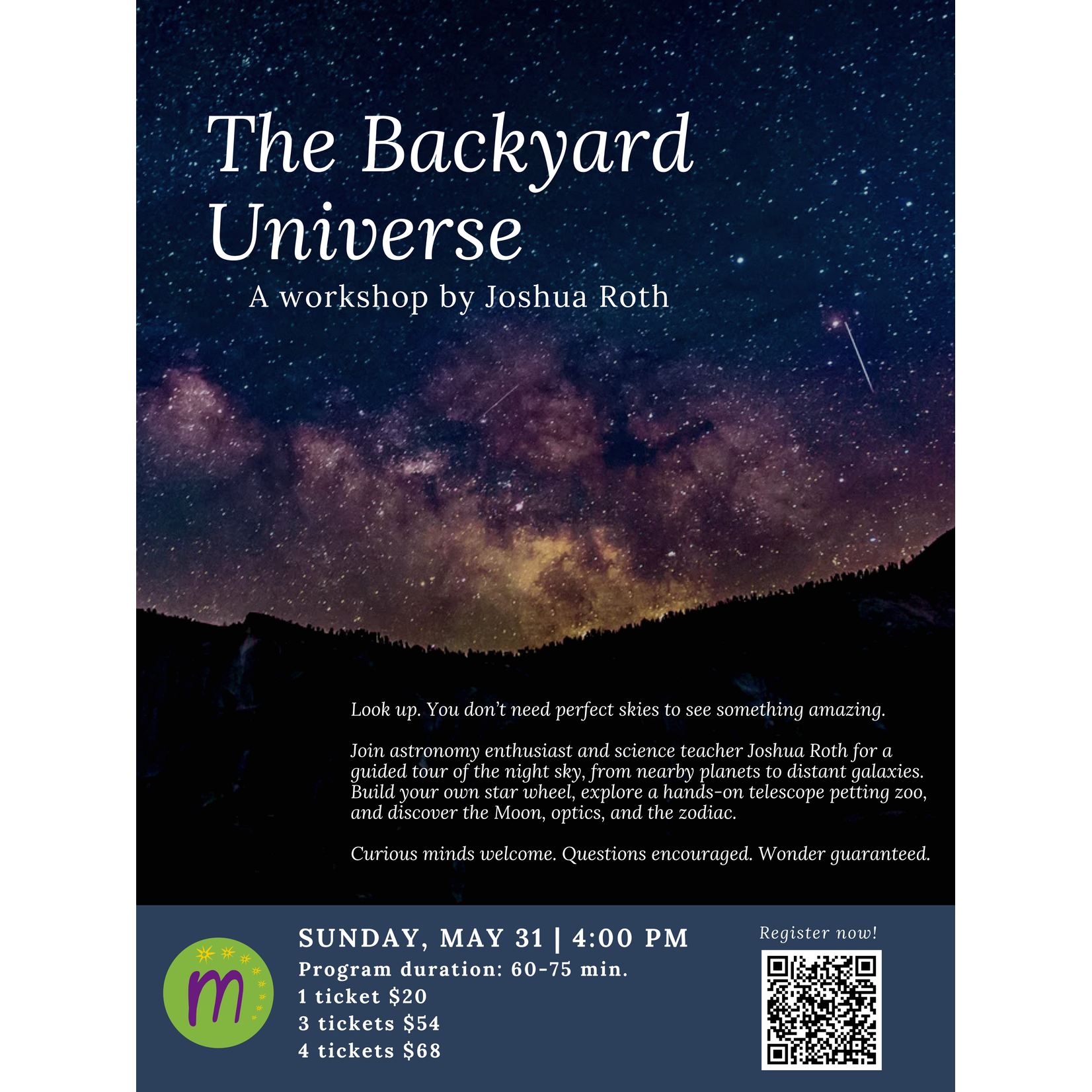 SOLD OUT - Interested in the next Backyard Universe event? Send us an email and we'll let you know when the next date is announced.