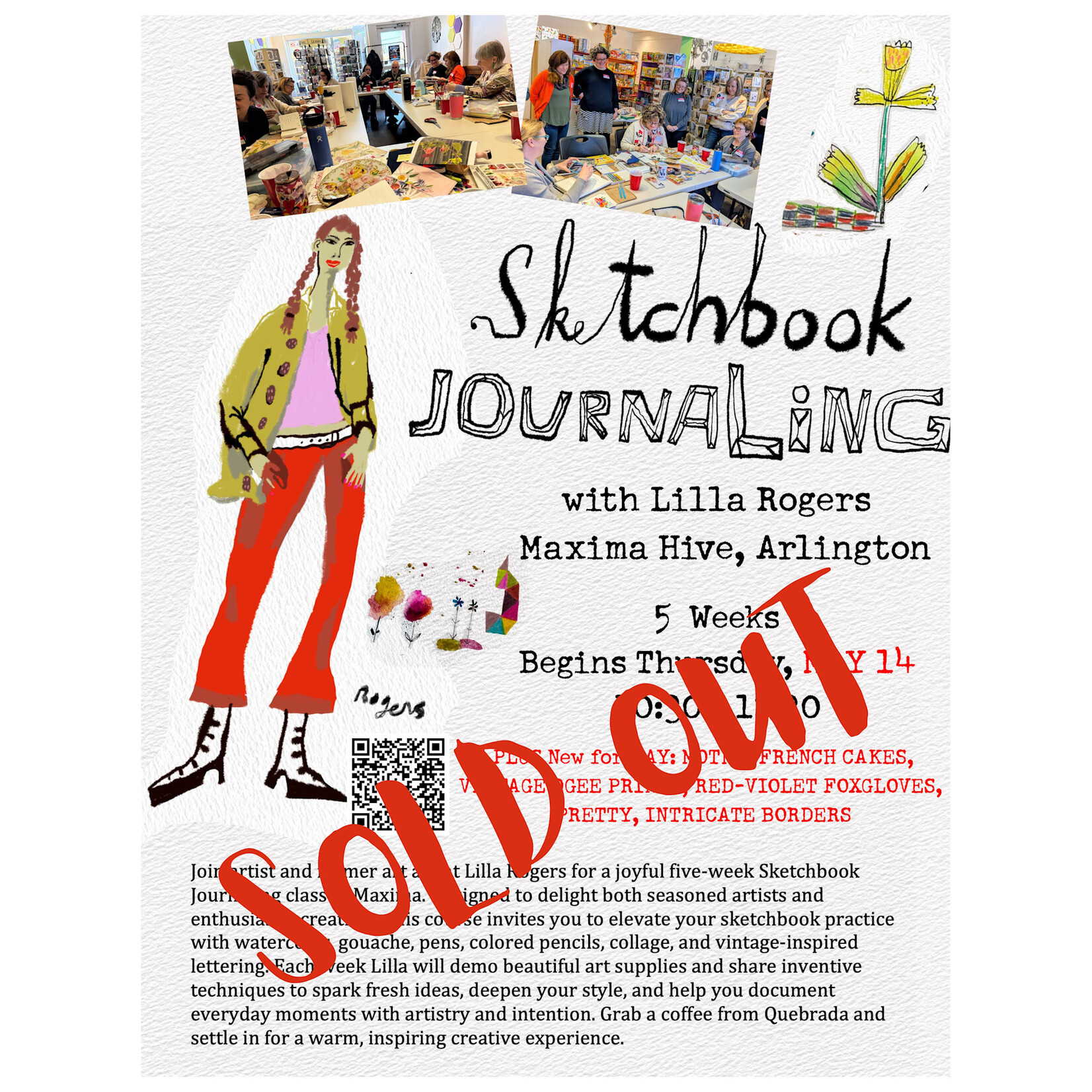SOLD-OUT! Sketchbook Journaling with Lilla Rogers -5 week class, Begining Thur. May 14, 2026