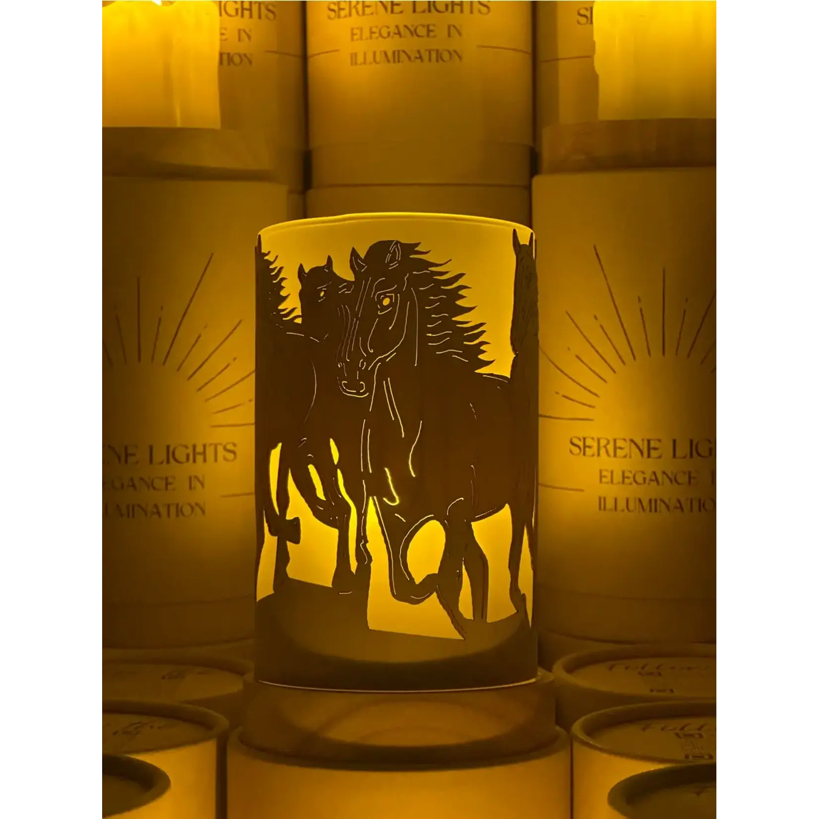 Wild Horses - Wood Candle Holder