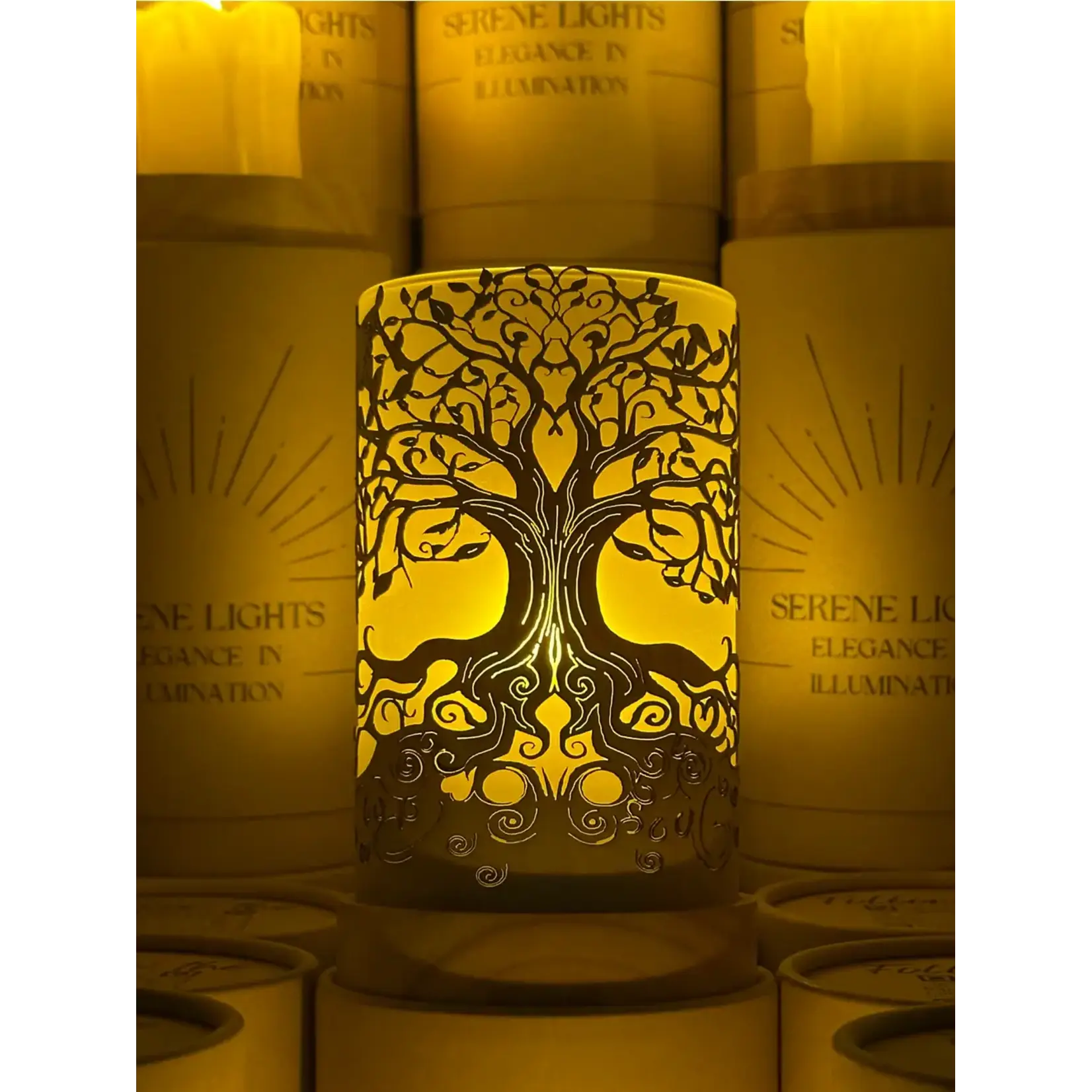 Tree of Life - Wood Candle Holder