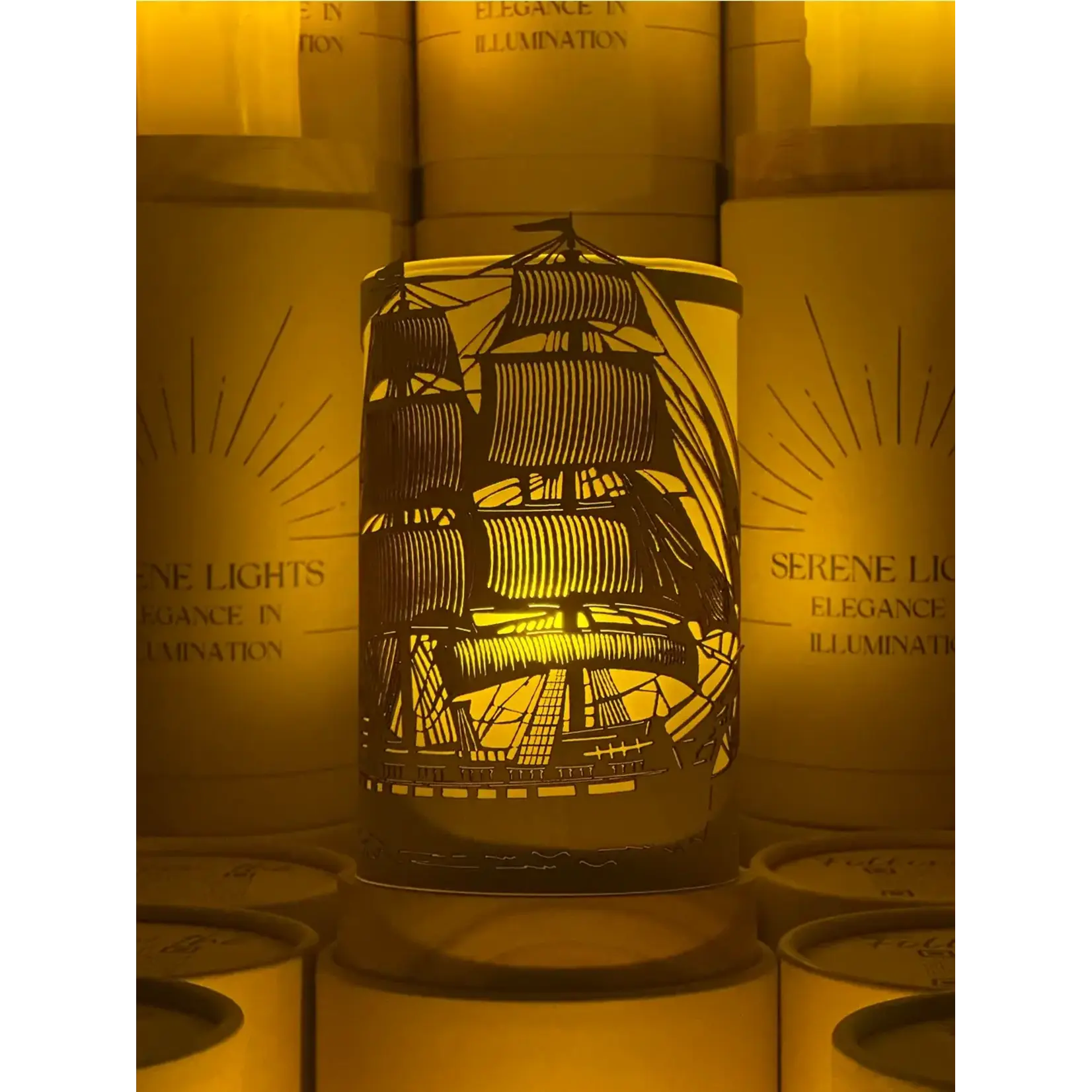 Old Ship - Wood Candle Holder
