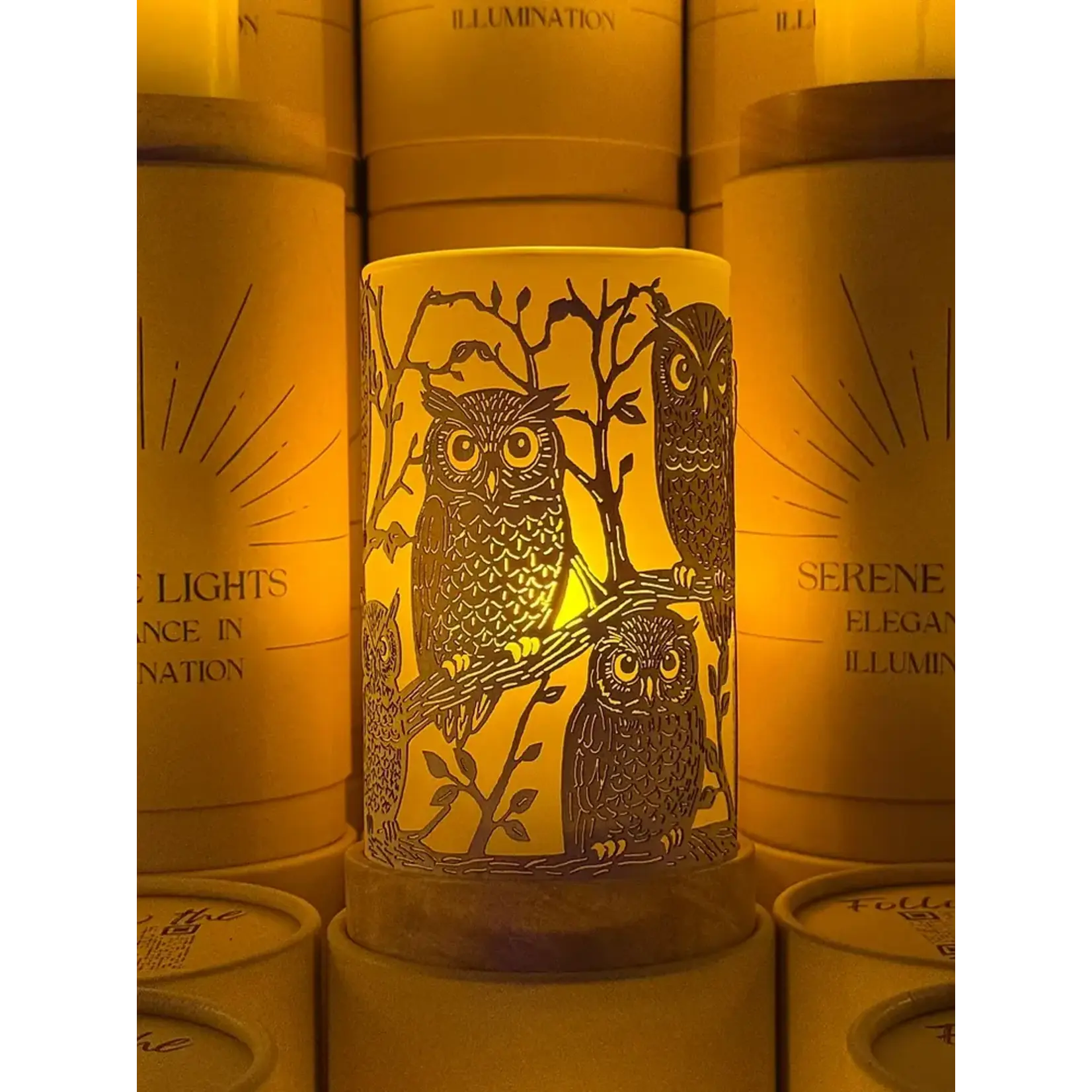 Forest Friends Owl - Wood Candle Holder
