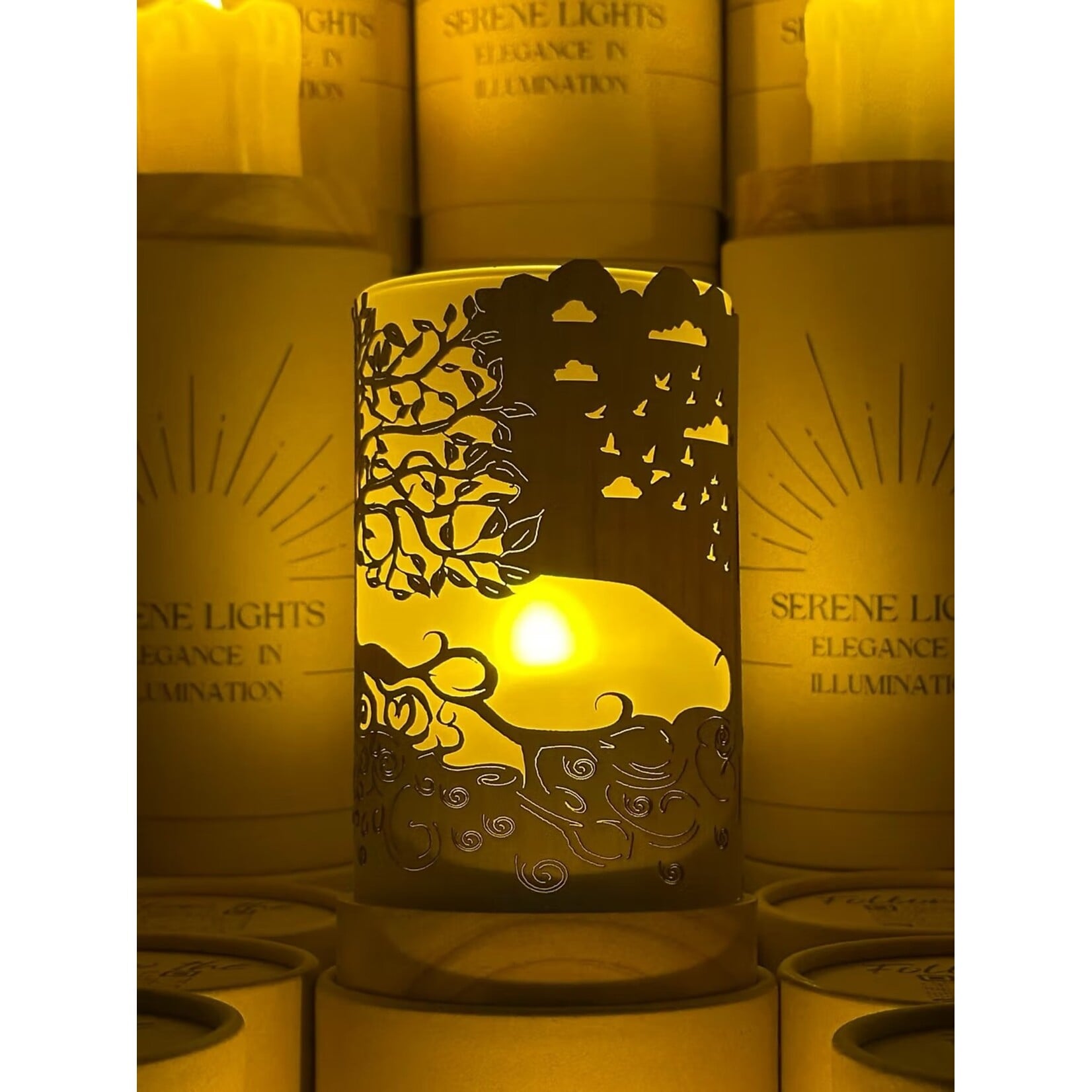 Tree of Life - Wood Candle Holder