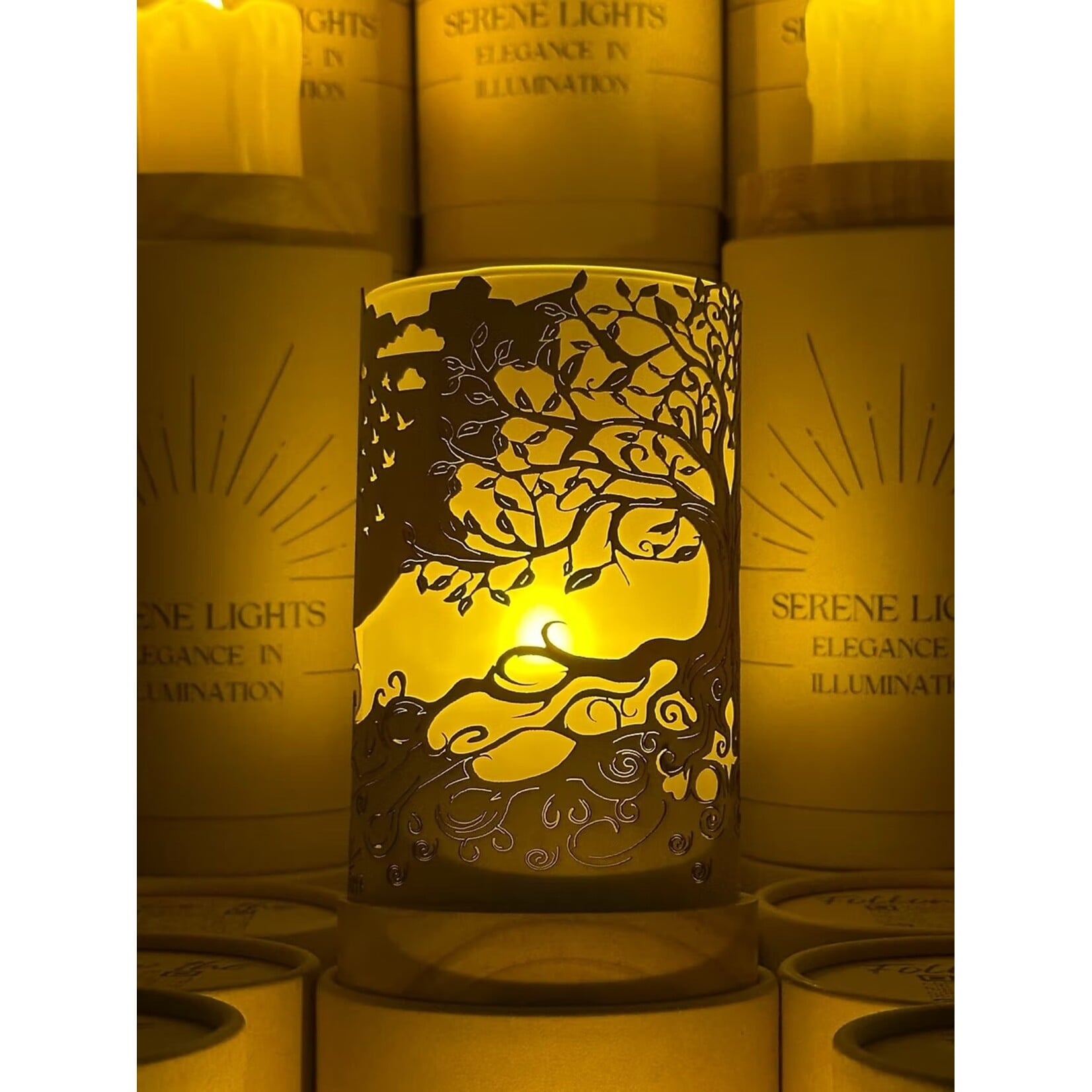 Tree of Life - Wood Candle Holder