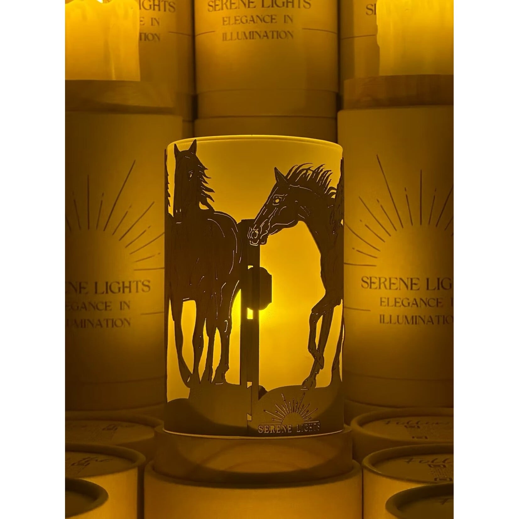 Wild Horses - Wood Candle Holder