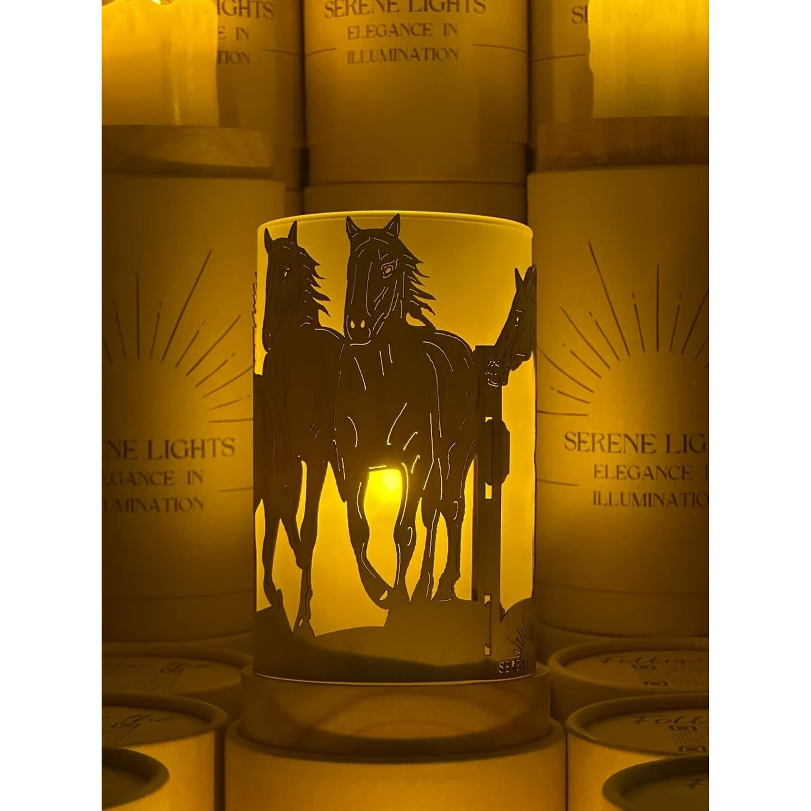 Wild Horses - Wood Candle Holder