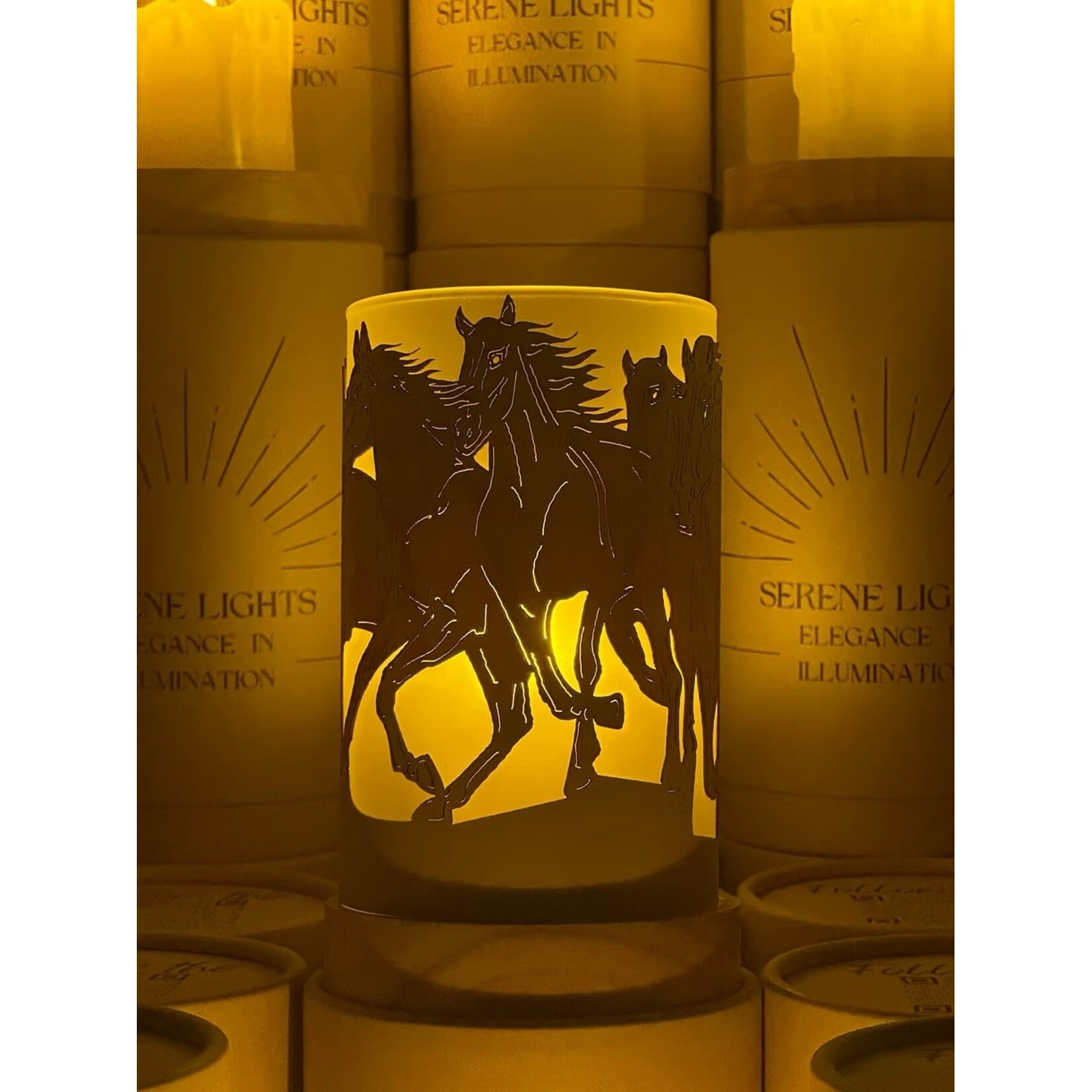 Wild Horses - Wood Candle Holder