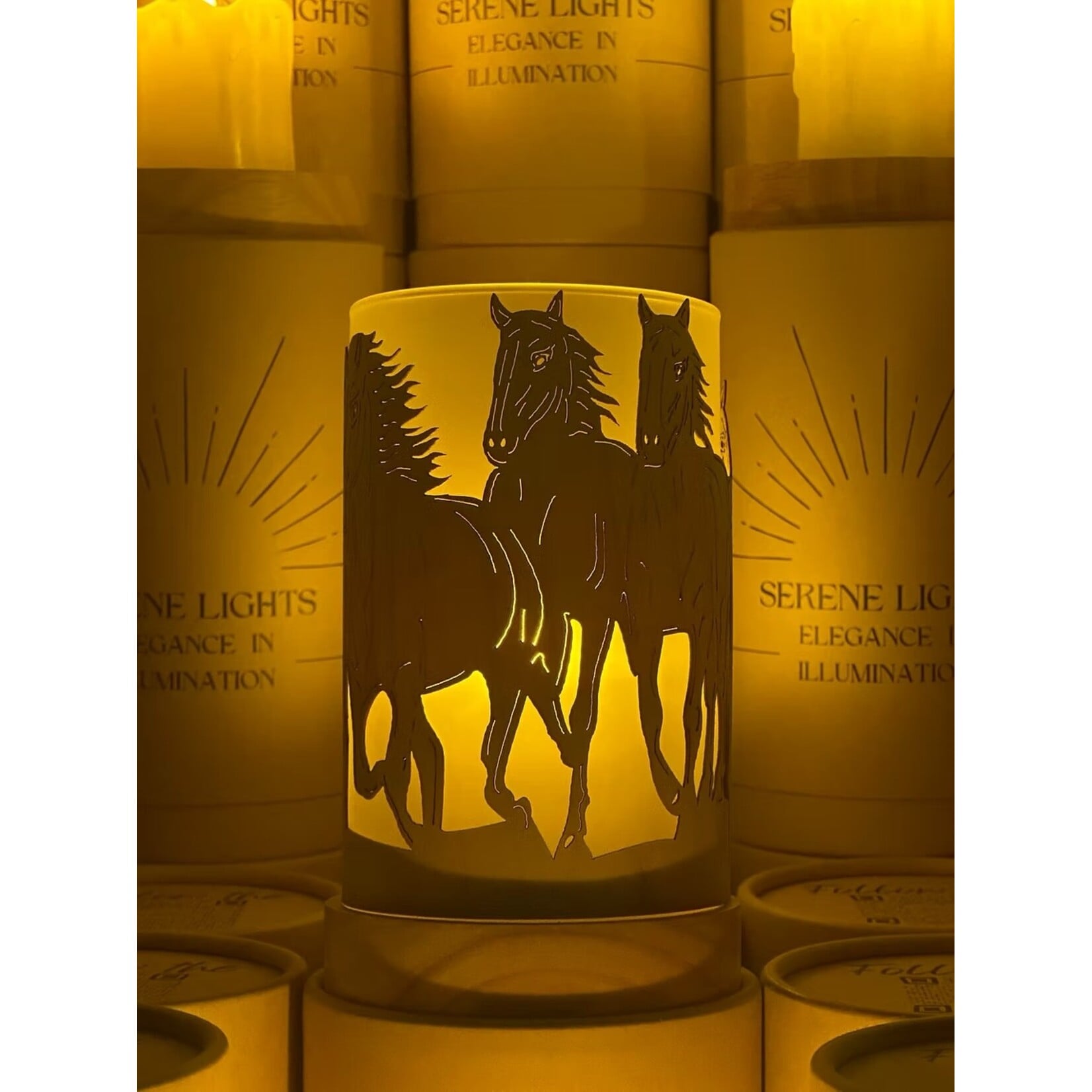 Wild Horses - Wood Candle Holder