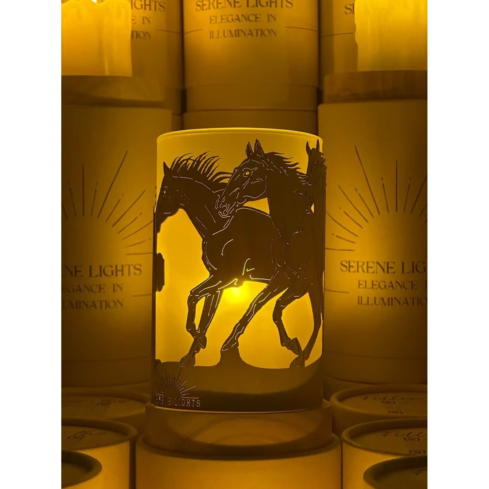 Wild Horses - Wood Candle Holder