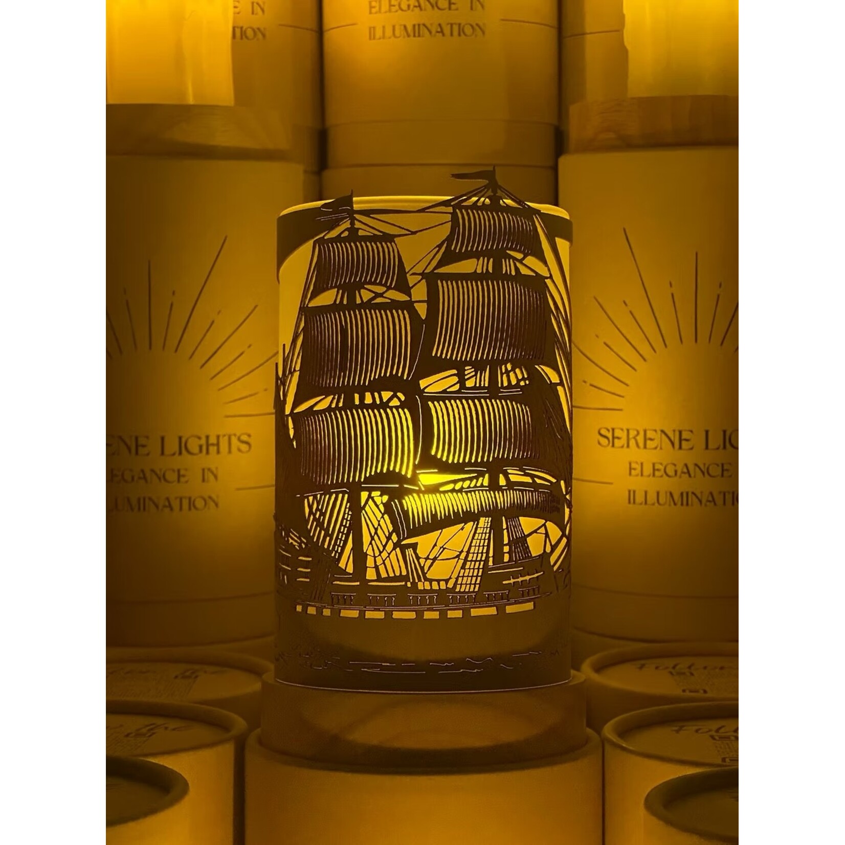 Old Ship - Wood Candle Holder