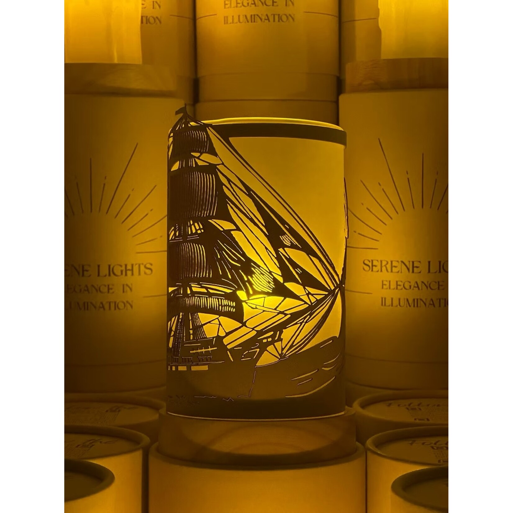 Old Ship - Wood Candle Holder