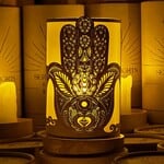 Hamsa - Wood Candle Holder