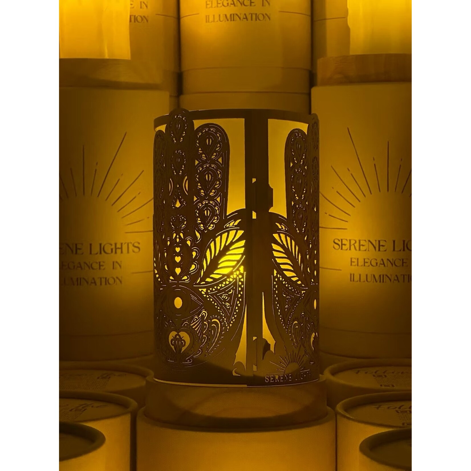 Hamsa - Wood Candle Holder