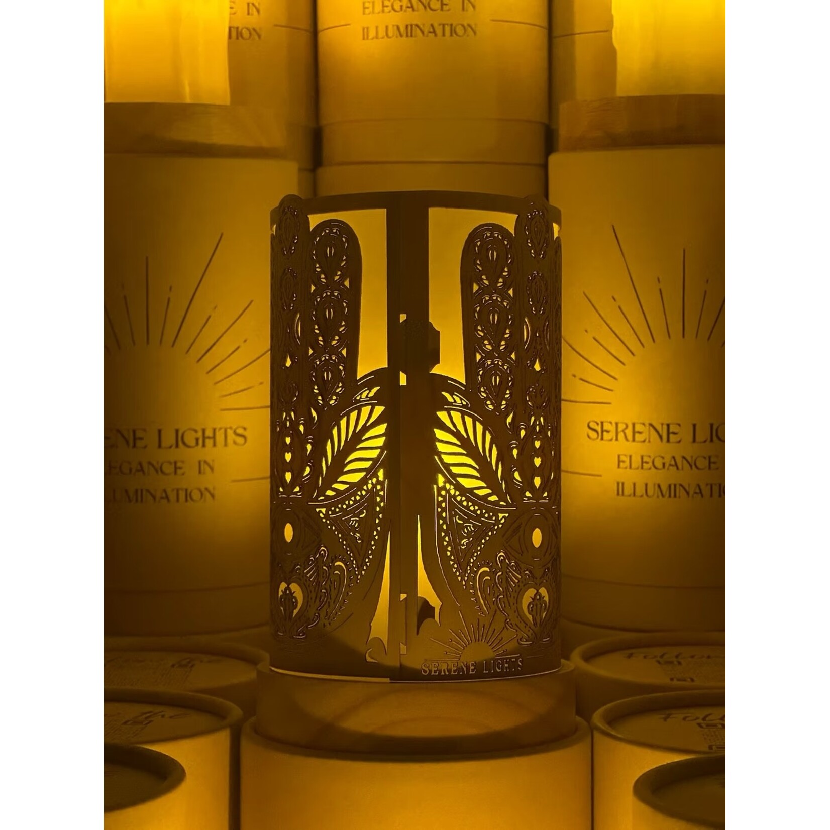 Hamsa - Wood Candle Holder