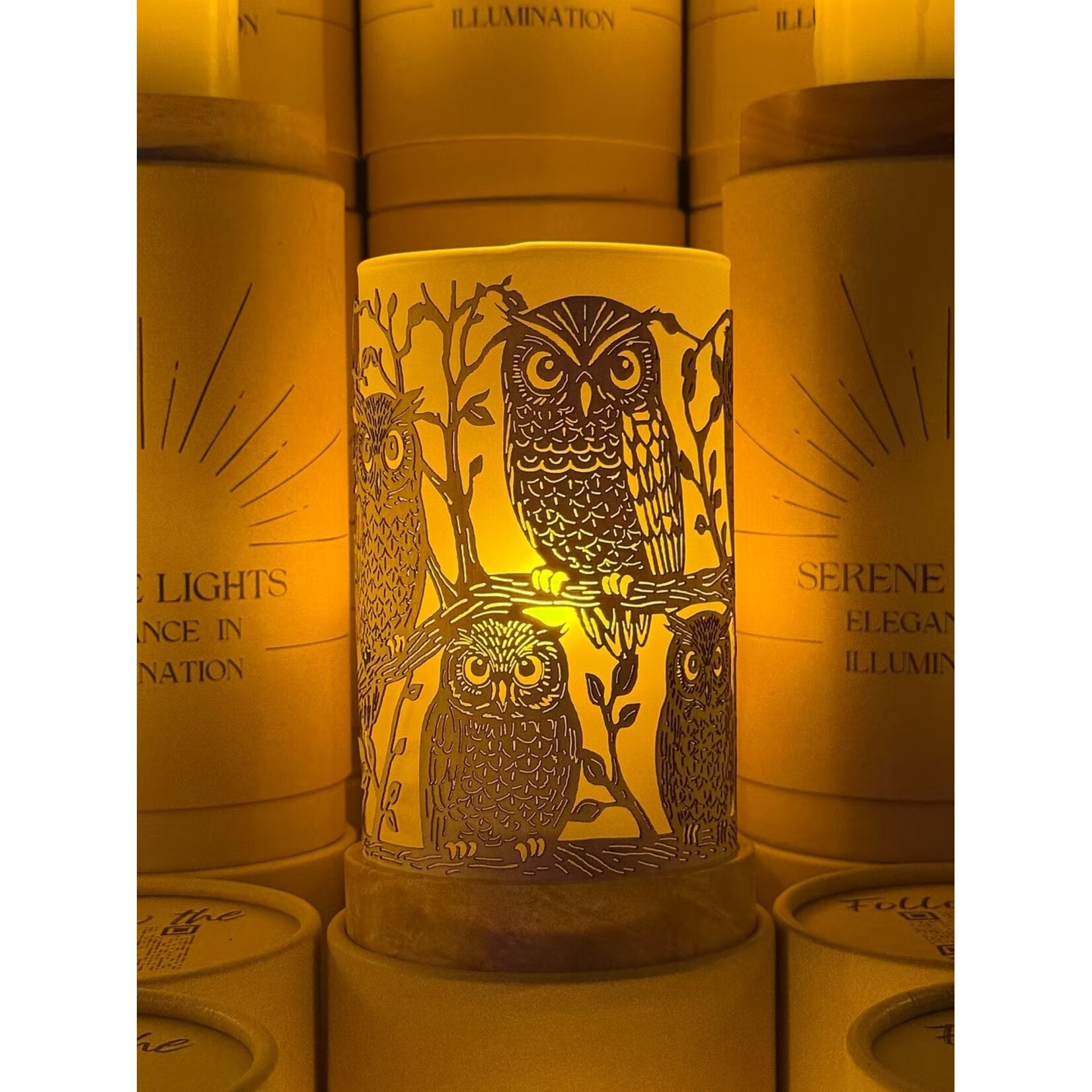 Forest Friends Owl - Wood Candle Holder